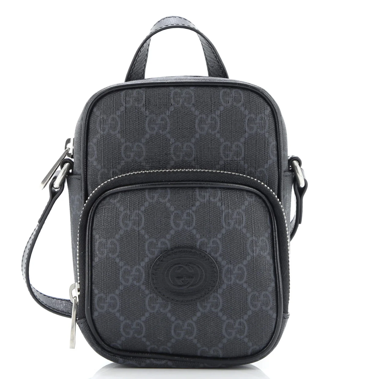 Interlocking G Patch Top Handle Crossbody Bag GG Coated Canvas Mini - Deep Luxury