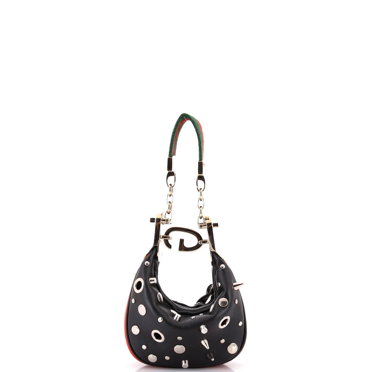 Attache Shoulder Bag Grommet Embellished Leather Mini - Deep Luxury