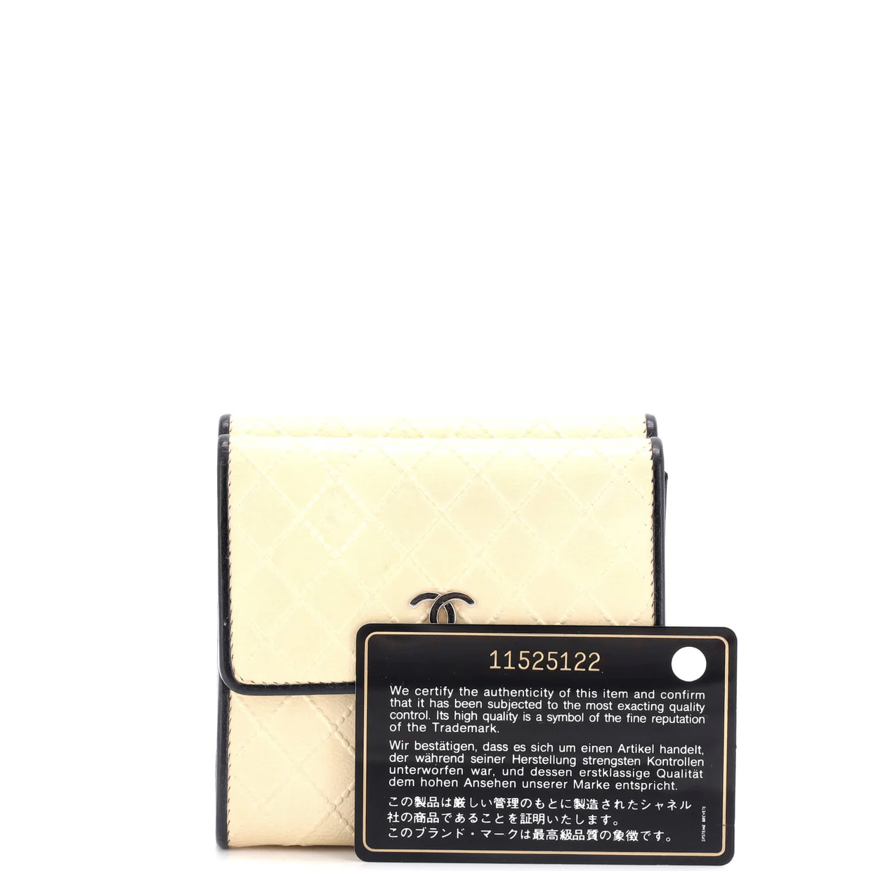 Diamond Stitch CC Trifold Wallet Quilted Calfskin Compact - Deep Luxury