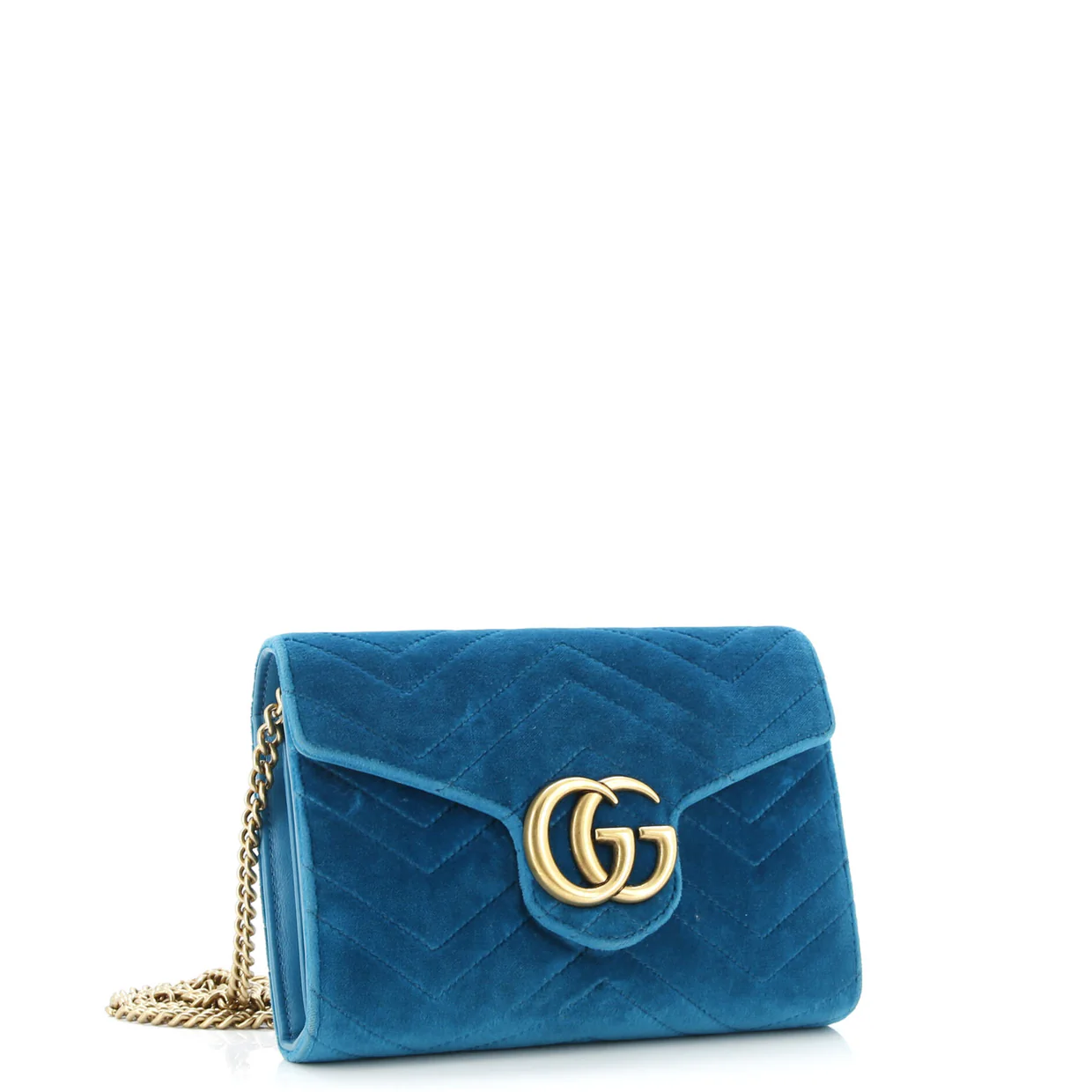 GG Marmont Chain Wallet Matelasse Velvet Mini - Deep Luxury