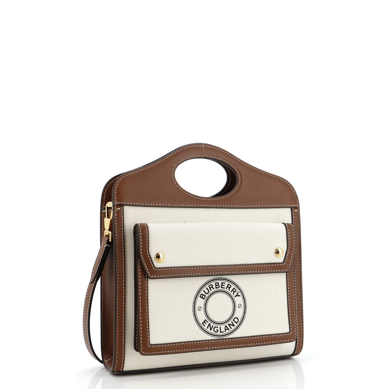 Logo Pocket Tote Canvas with Leather Mini - Deep Luxury