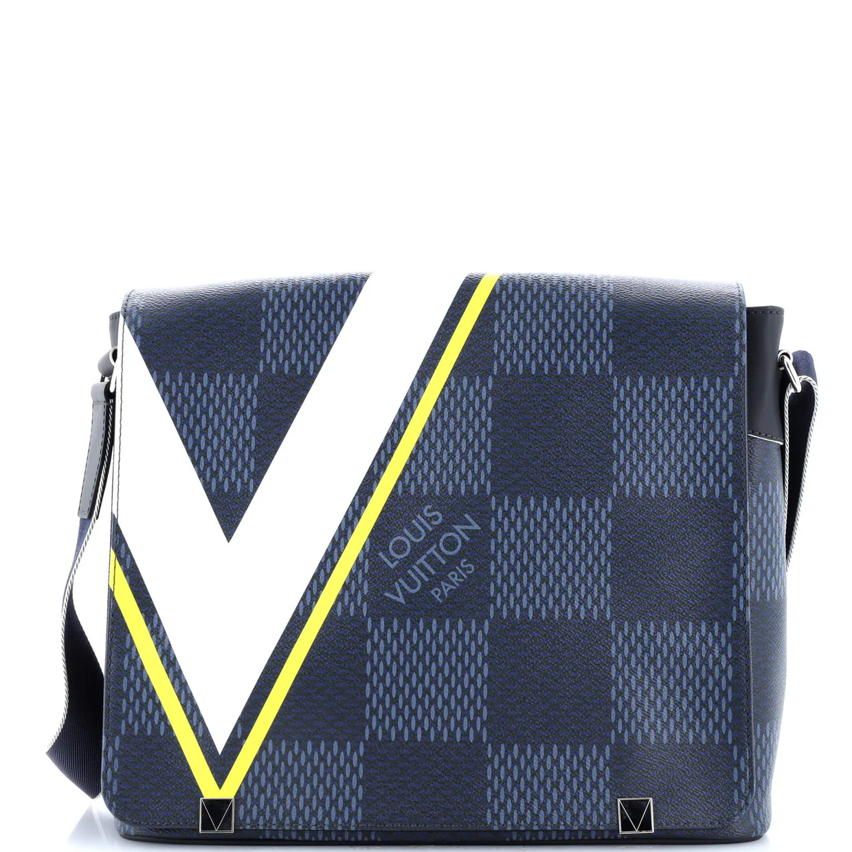 District NM Messenger Bag Regatta Damier Cobalt MM - Deep Luxury