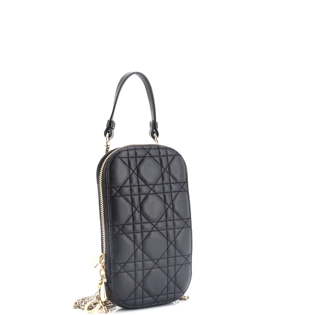 Lady Dior Phone Holder on Chain Cannage Quilt Lambskin - Deep Luxury