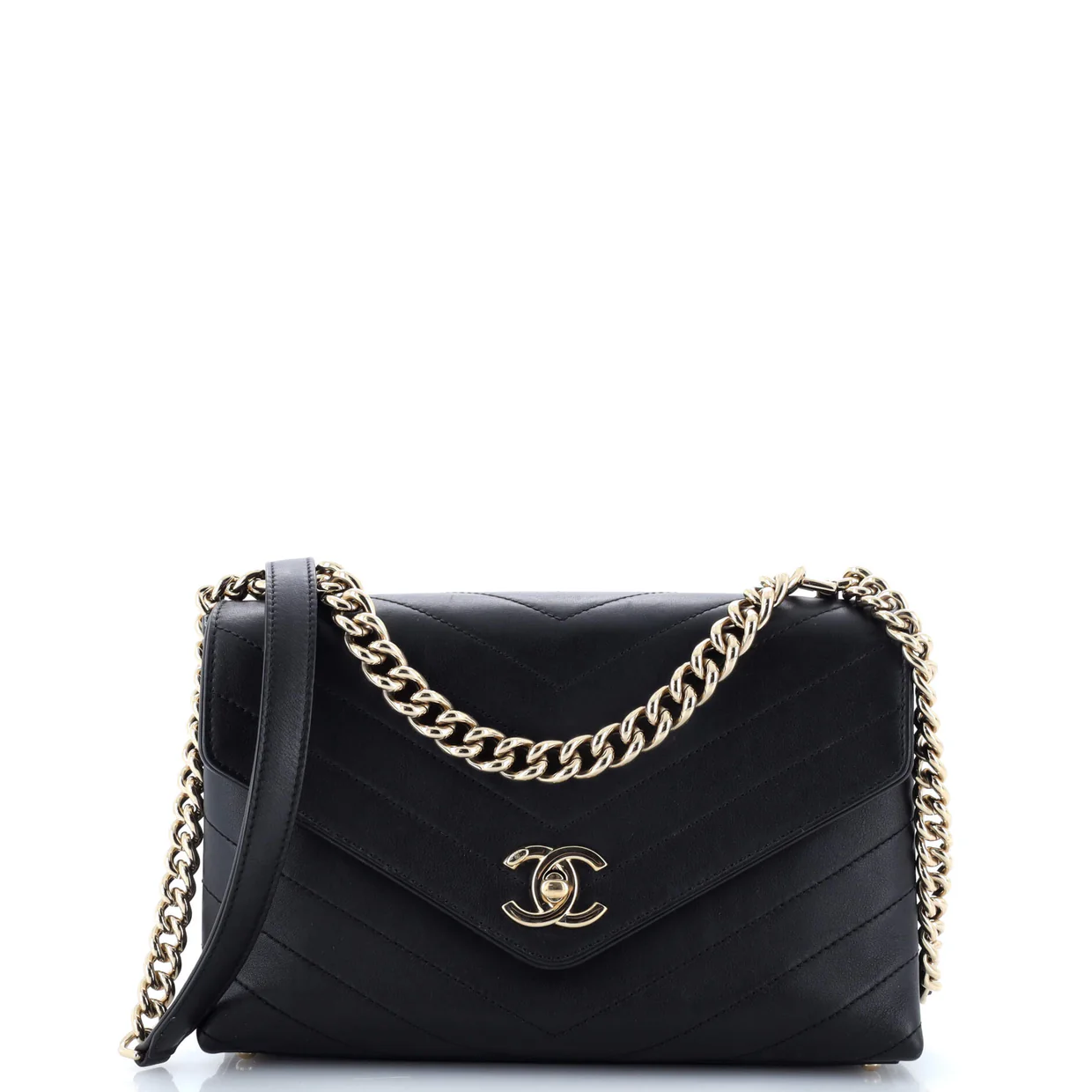 Coco Chevron Flap Bag Stitched Calfskin Small - Deep Luxury