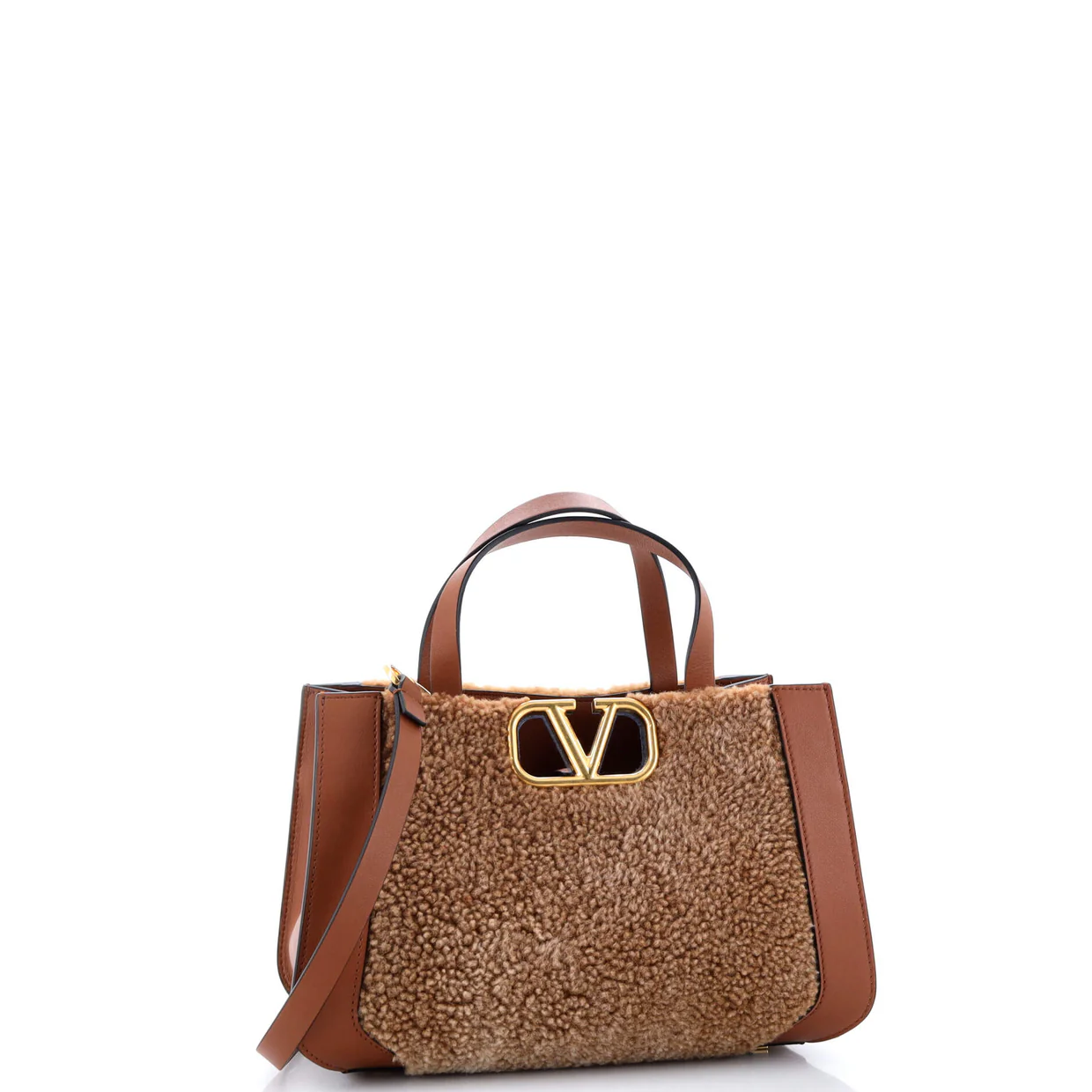 VLogo Shopper Tote Shearling and Leather Mini - Deep Luxury