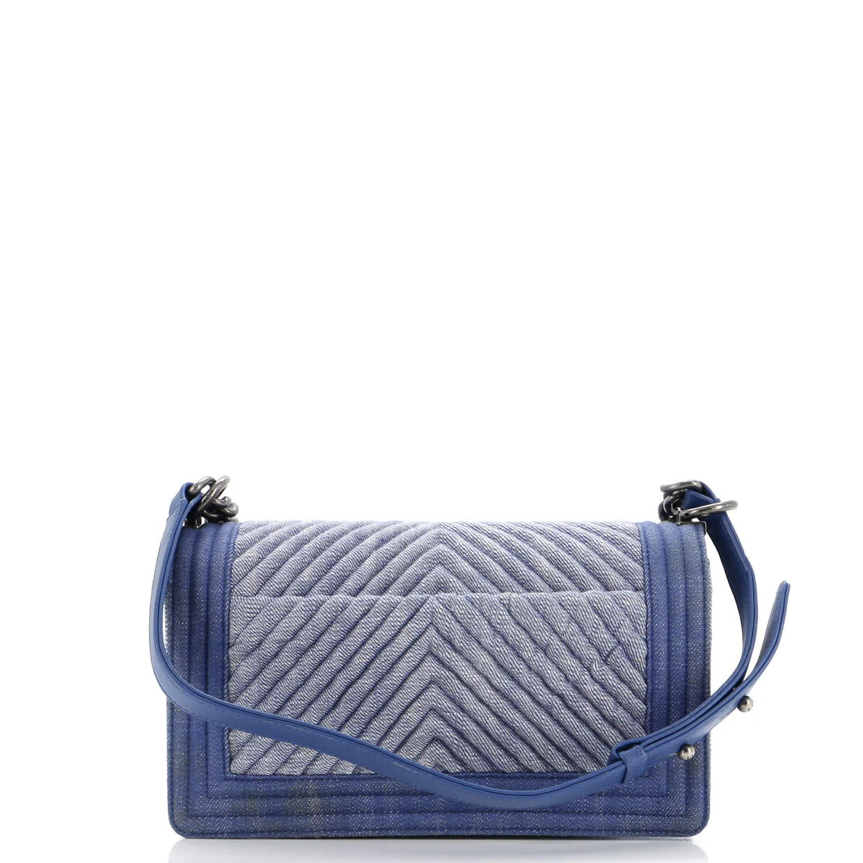 Boy Flap Bag Chevron Denim Old Medium - Deep Luxury