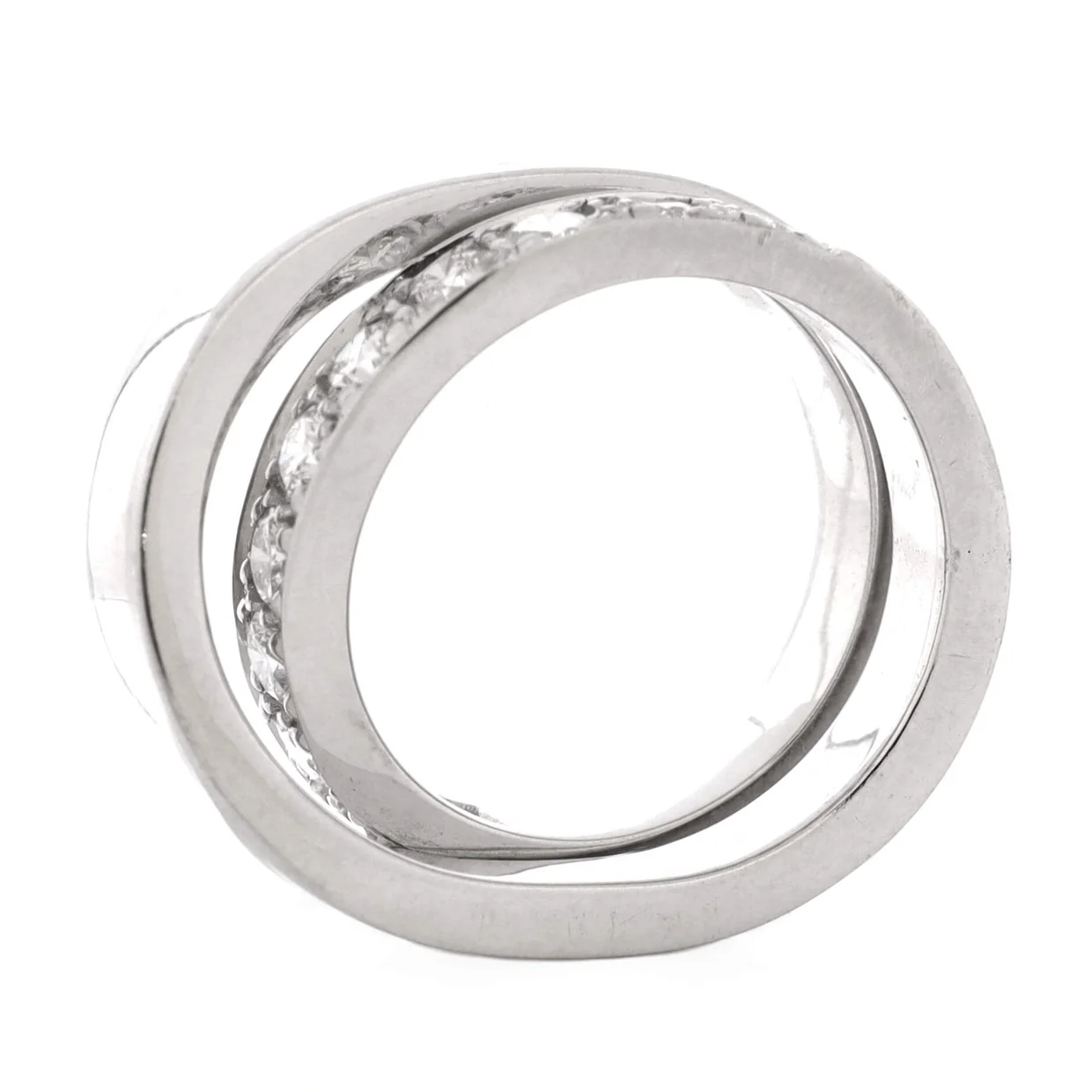 Paris Nouvelle Vague Crossover Ring 18K White Gold with Diamonds - Deep Luxury