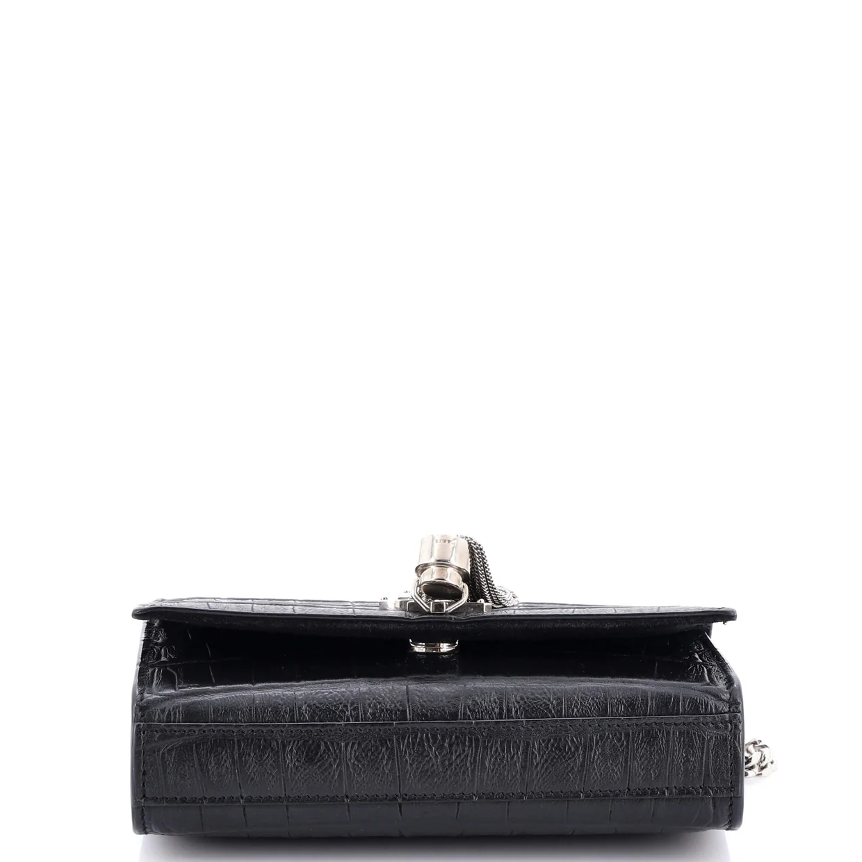 Classic Monogram Tassel Crossbody Bag Crocodile Embossed Leather Small - Deep Luxury