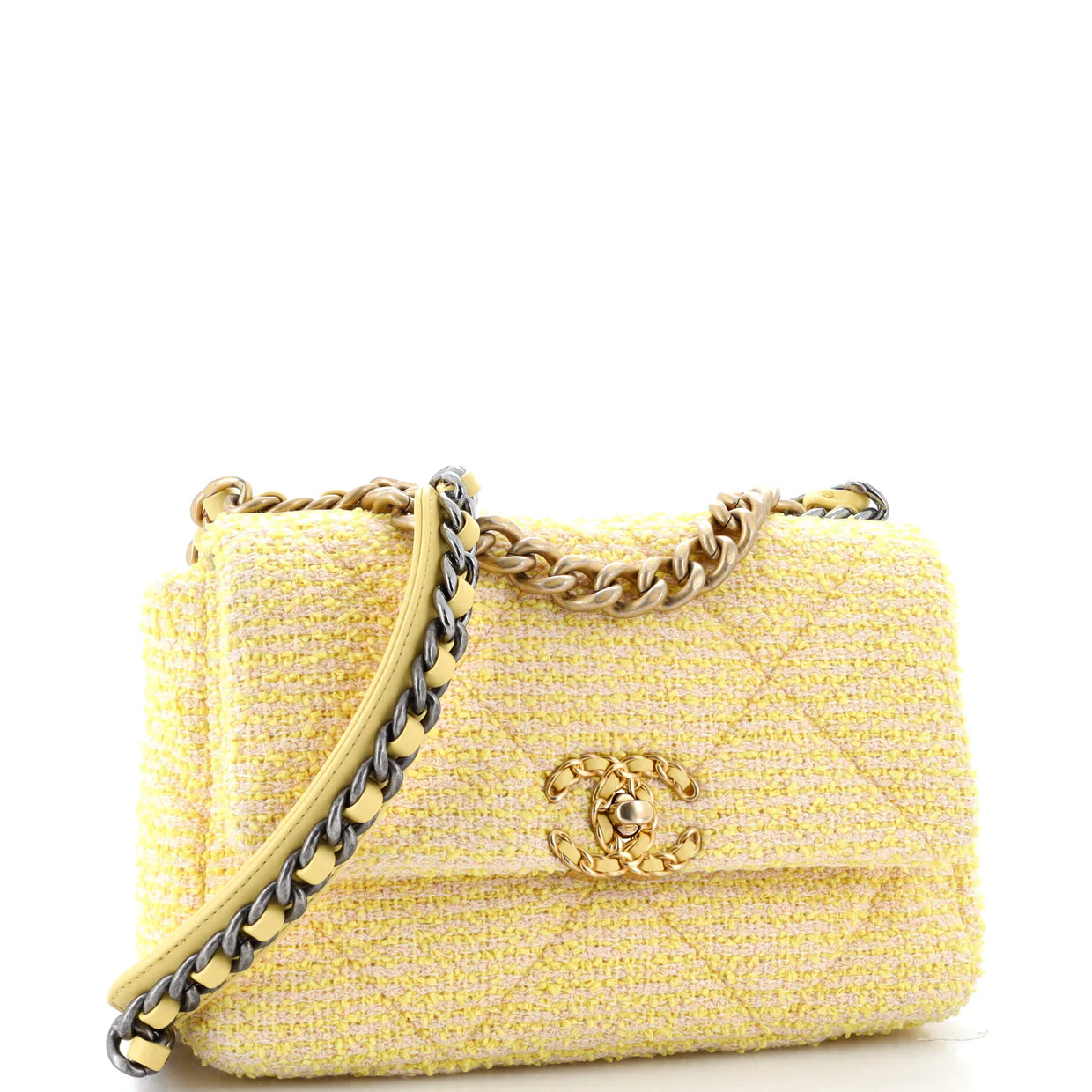 19 Flap Bag Quilted Tweed Medium - Deep Luxury