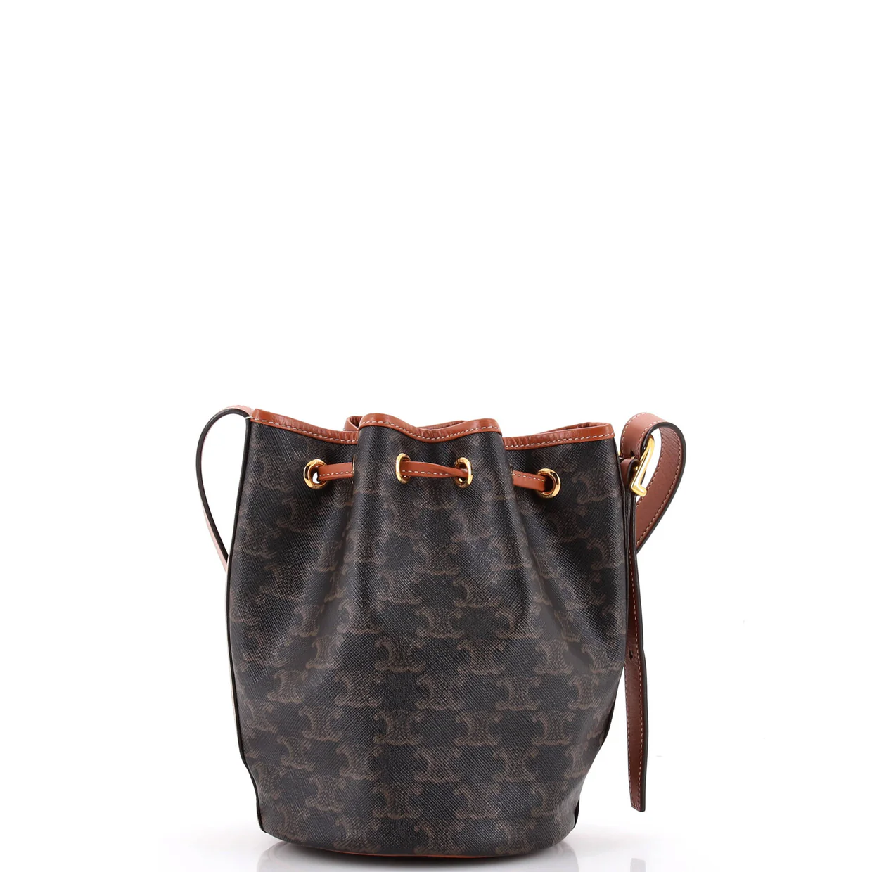 Drawstring Bucket Bag Triomphe Coated Canvas Small - Deep Luxury