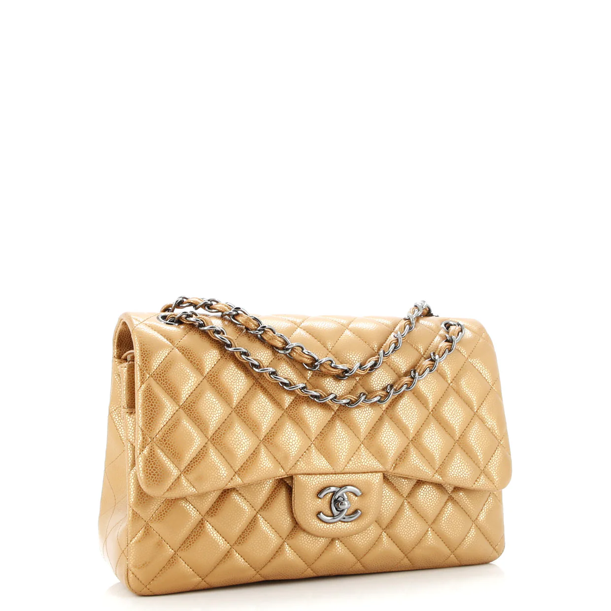 Classic Double Flap Bag Quilted Metallic Caviar Jumbo - Deep Luxury