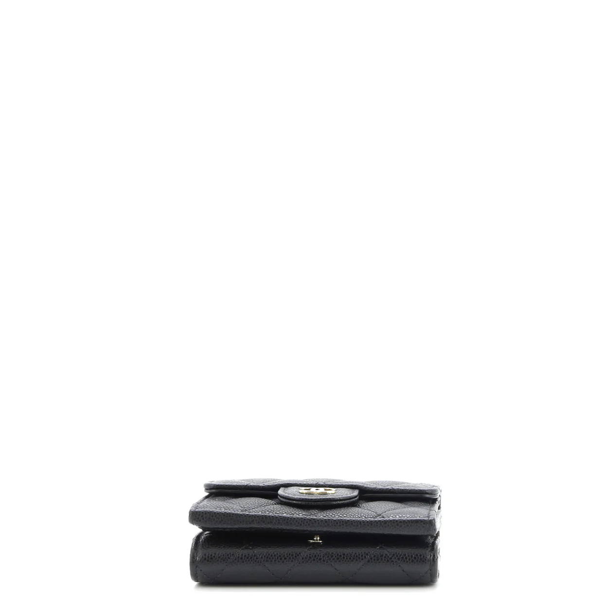 Trifold Classic Flap Wallet Quilted Caviar Small - Deep Luxury
