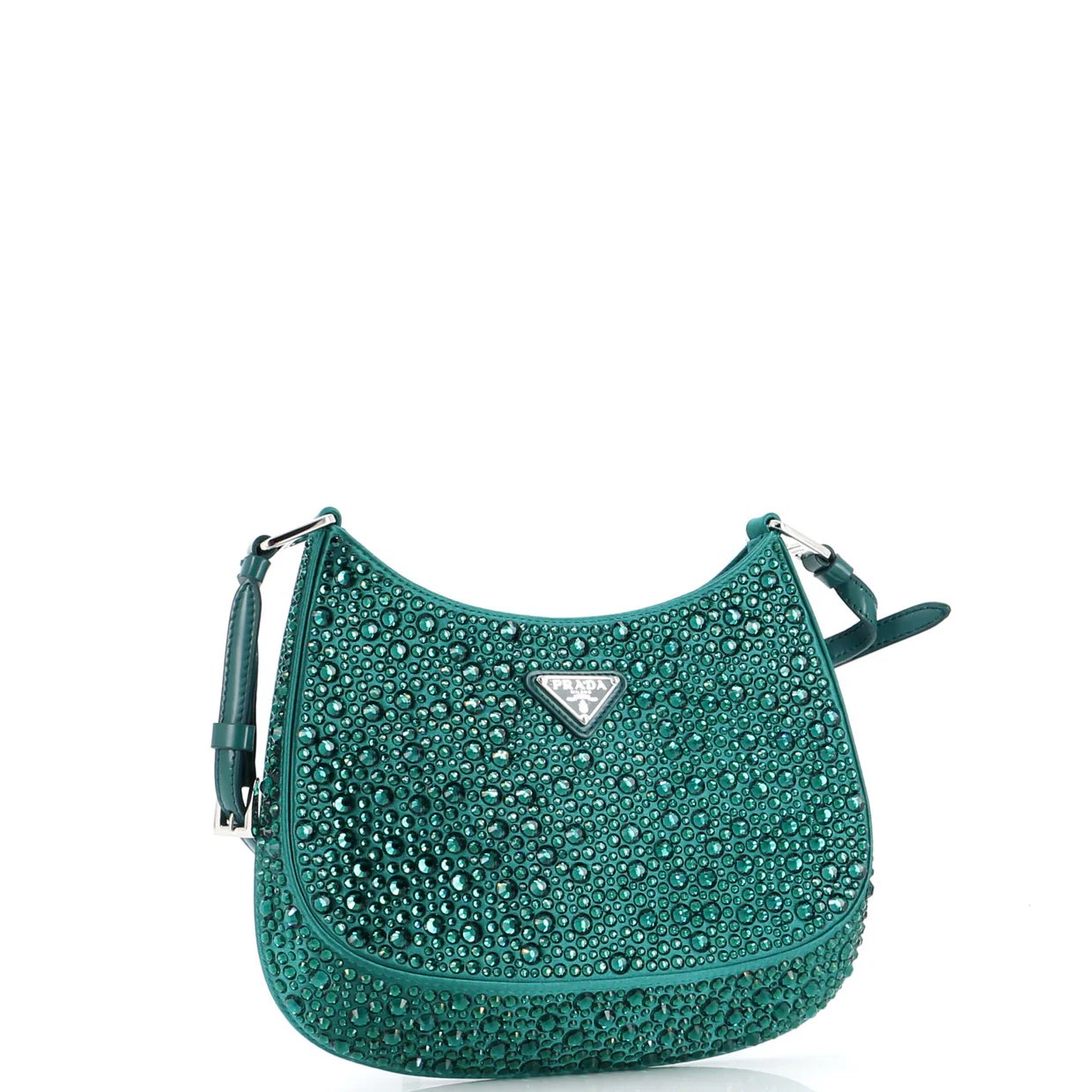Cleo Shoulder Bag Crystal Embellished Satin Small - Deep Luxury