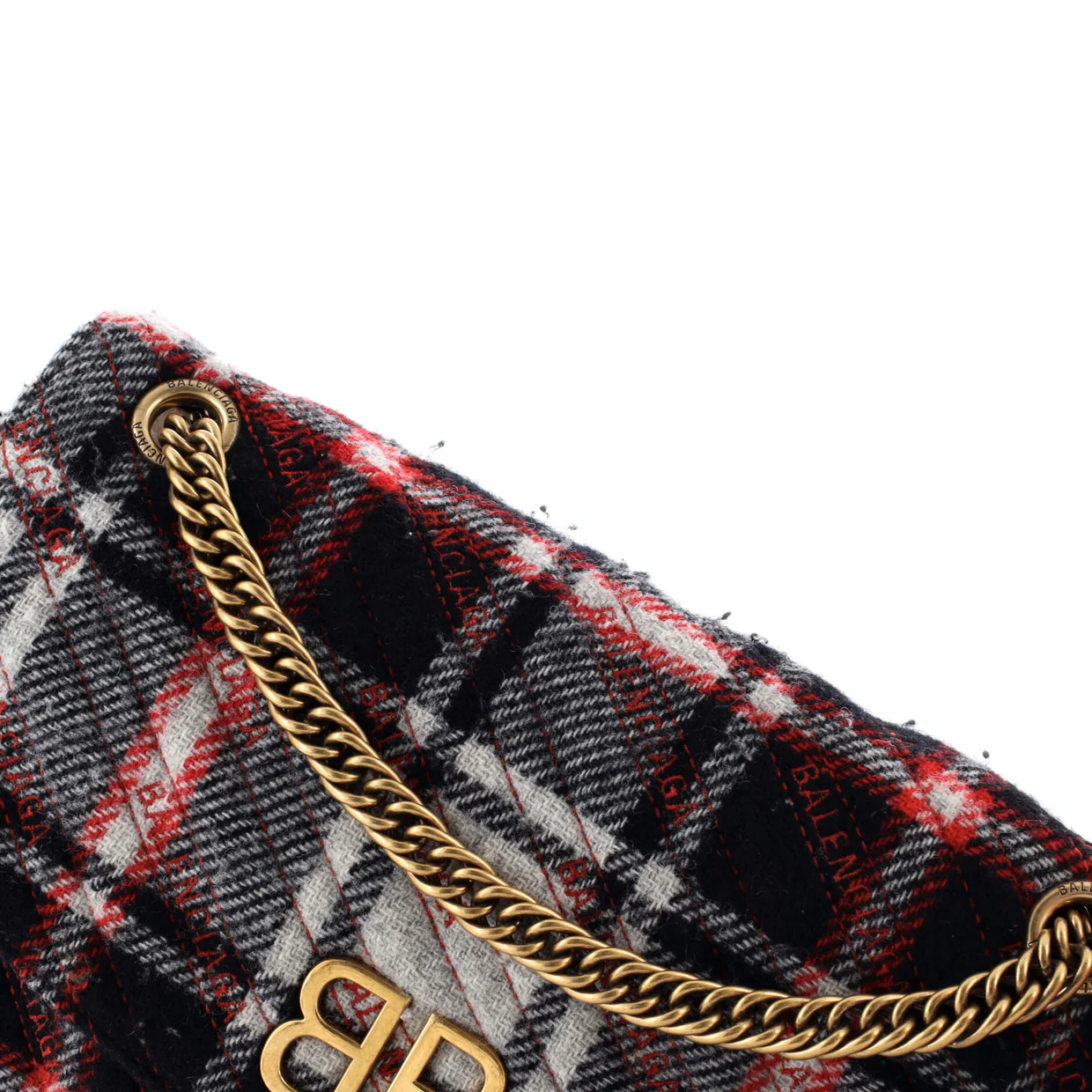 BB Chain Round Shoulder Bag Quilted Wool Medium - Deep Luxury