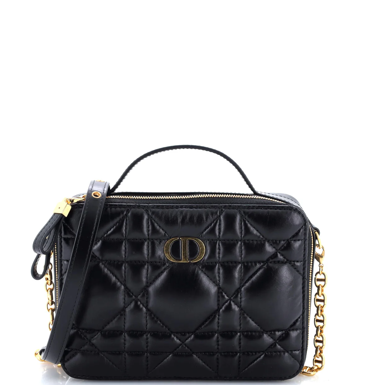 Caro Chain Box Bag Cannage Quilt Calfskin Small - Deep Luxury