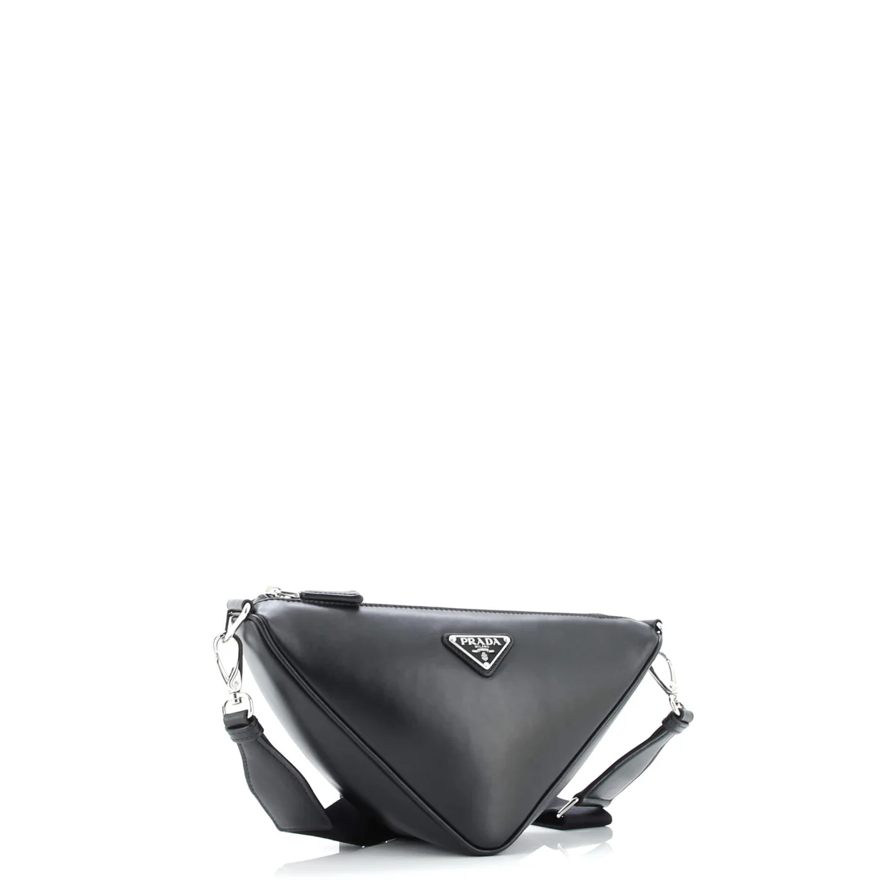 Triangle Logo Zip Crossbody Bag Soft Leather Small - Deep Luxury