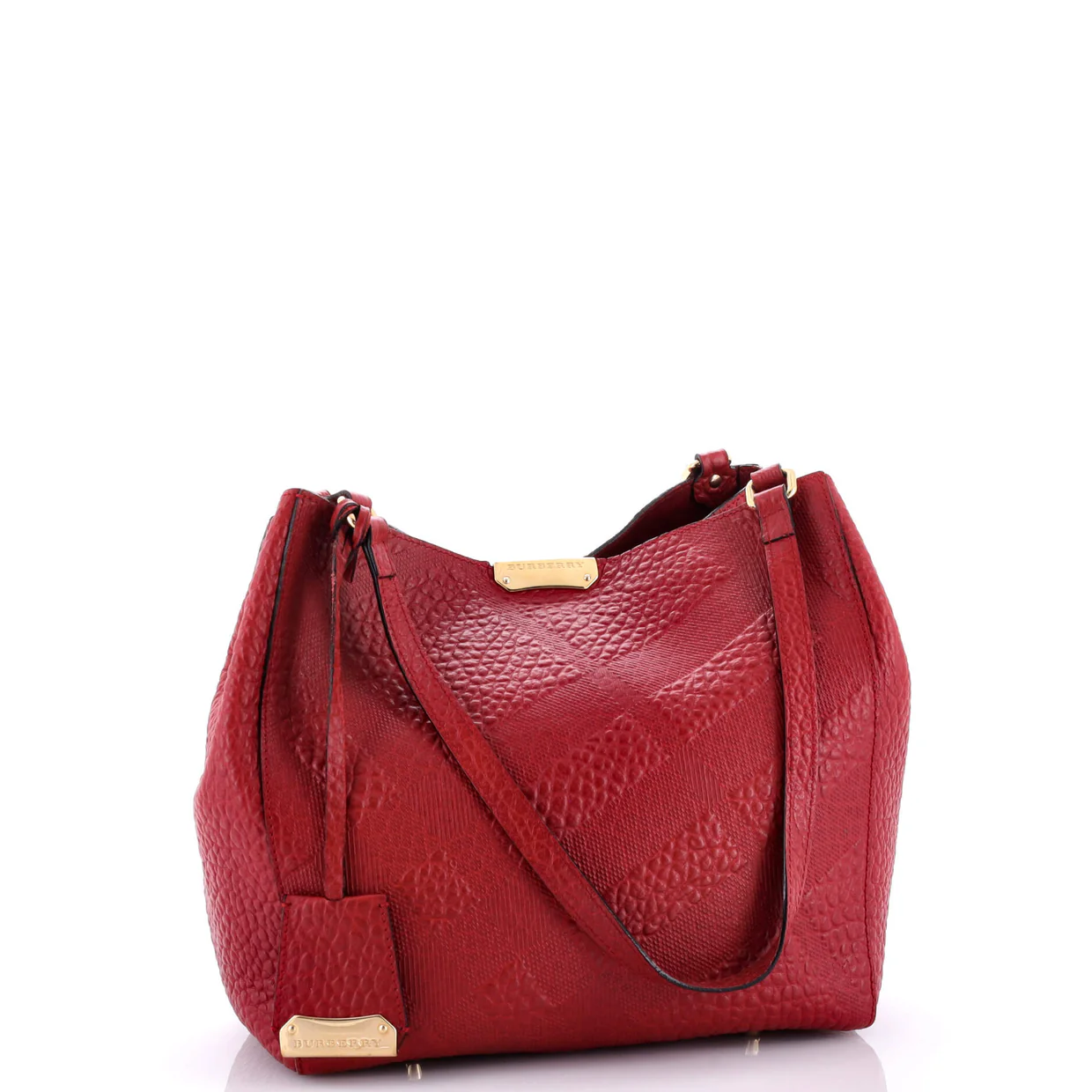 Canter Tote Check Embossed Leather Small - Deep Luxury