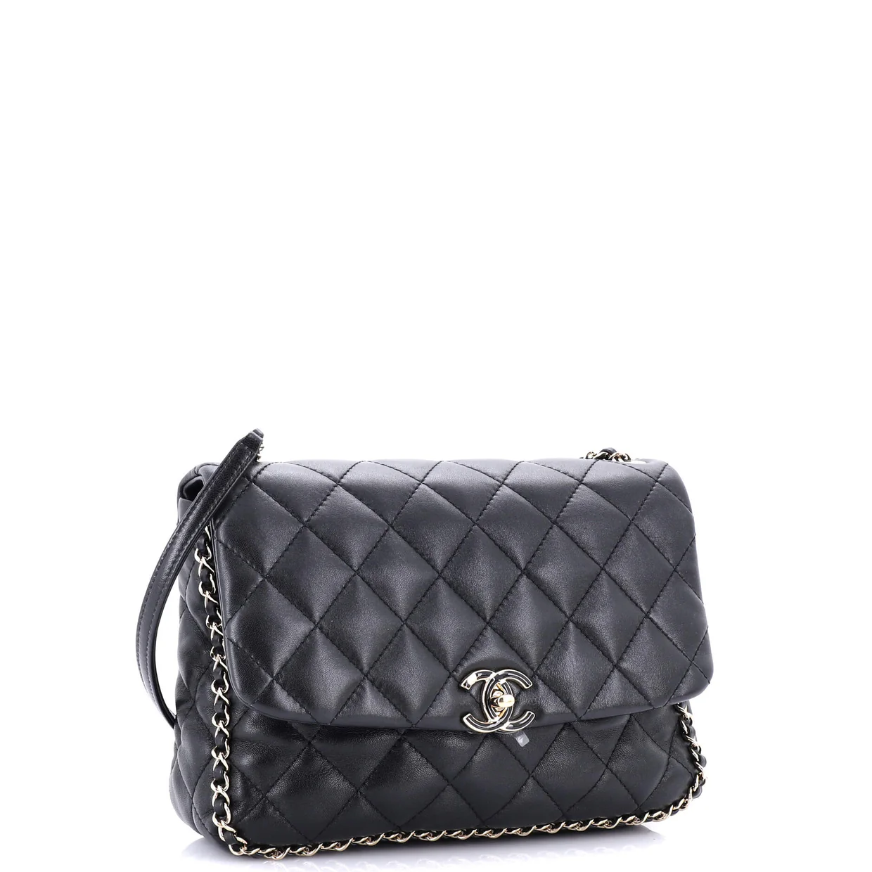 Chain Frame Enamel CC Flap Bag Quilted Lambskin Medium - Deep Luxury
