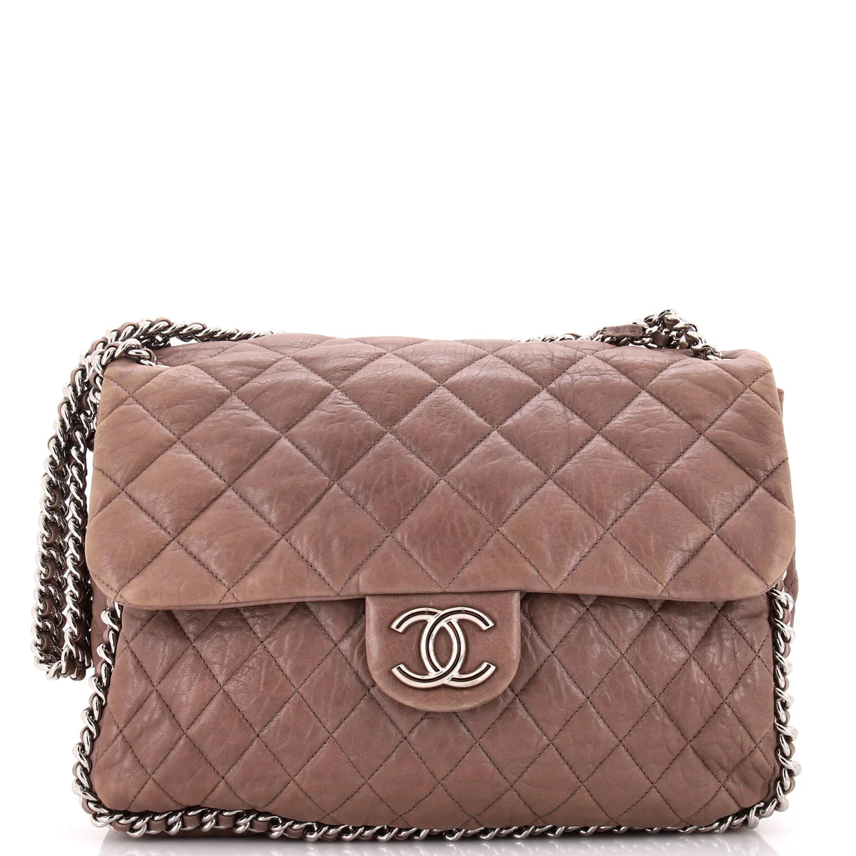 Chain Around Flap Bag Quilted Leather Maxi - Deep Luxury