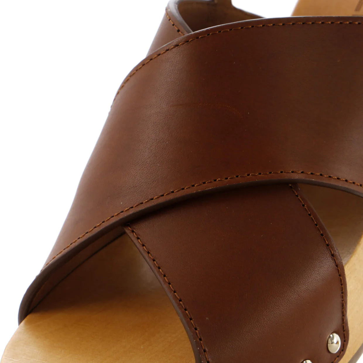 Women's CC Slingback Platform Wedge Sandals Leather and Wood - Deep Luxury