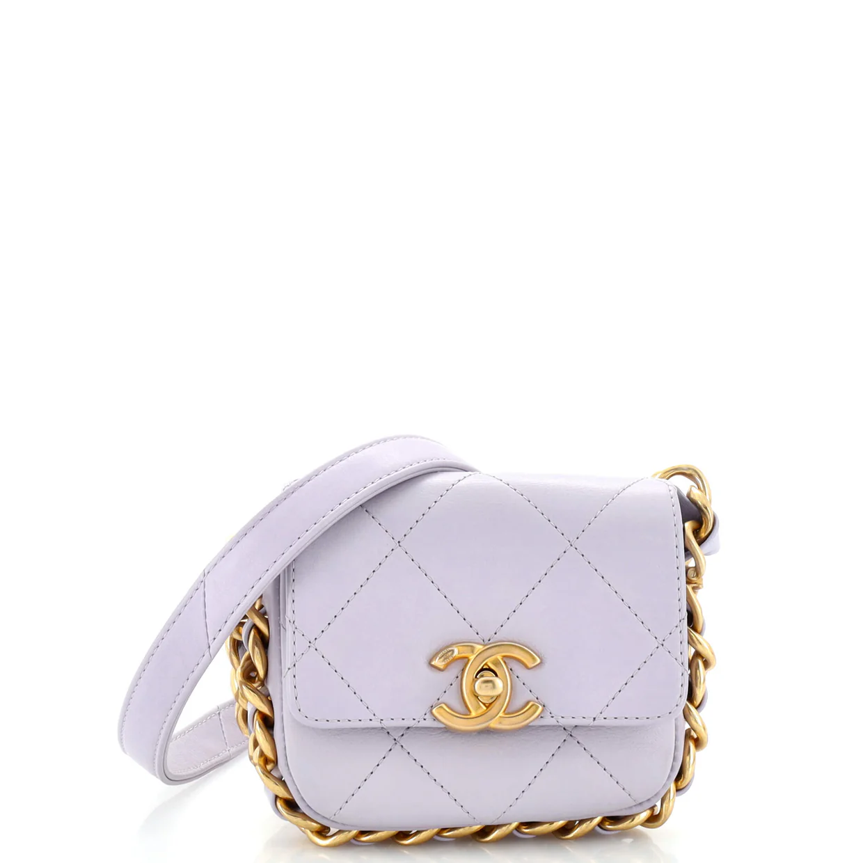 Framing Chain Flap Bag Quilted Calfskin Mini - Deep Luxury