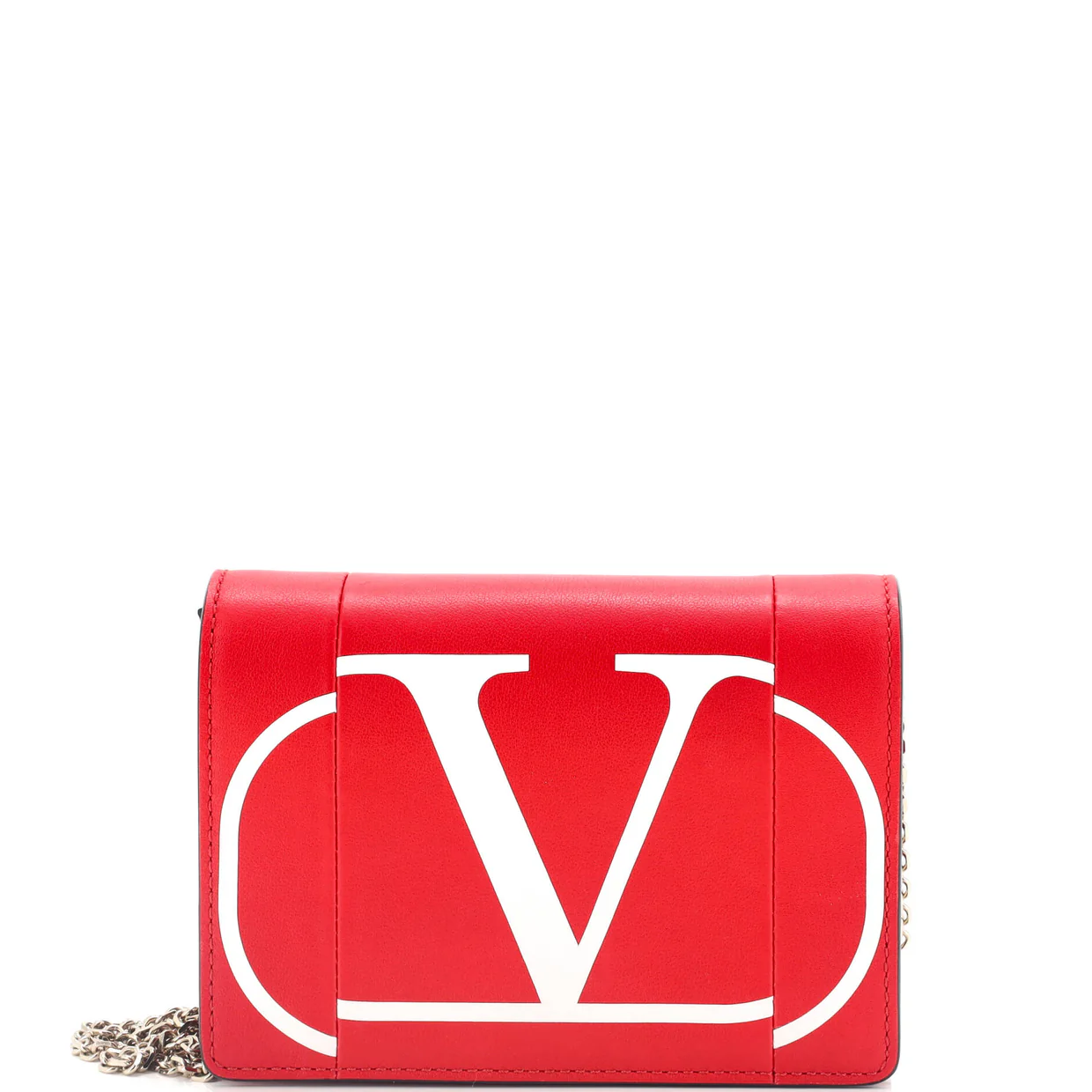 VLogo Full Flap Chain Shoulder Bag Printed Leather Mini - Deep Luxury