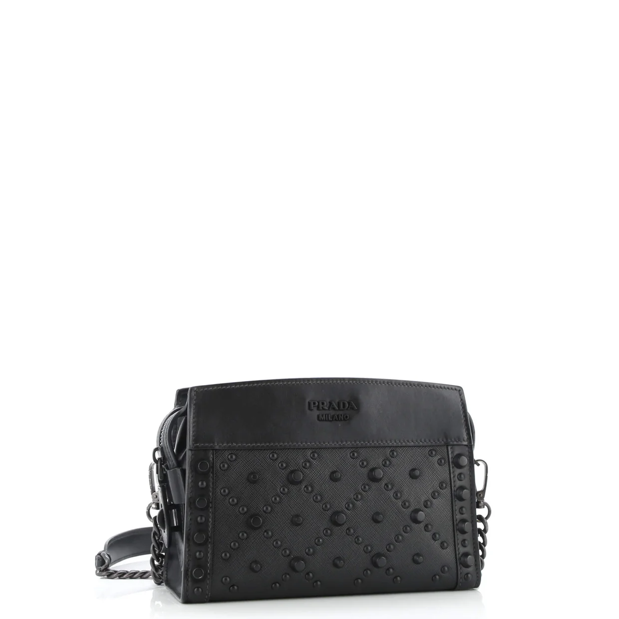 Esplanade Crossbody Bag Studded Saffiano and City Calf Small - Deep Luxury