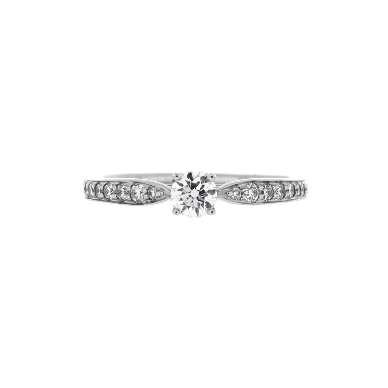 Harmony Solitaire Ring Platinum and Pave Diamonds with RBC Diamond G/VS1 0.23CT - Deep Luxury