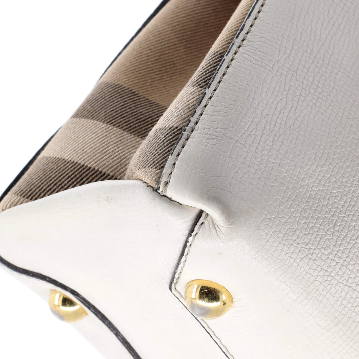 Banner Tote Leather and House Check Canvas Small - Deep Luxury