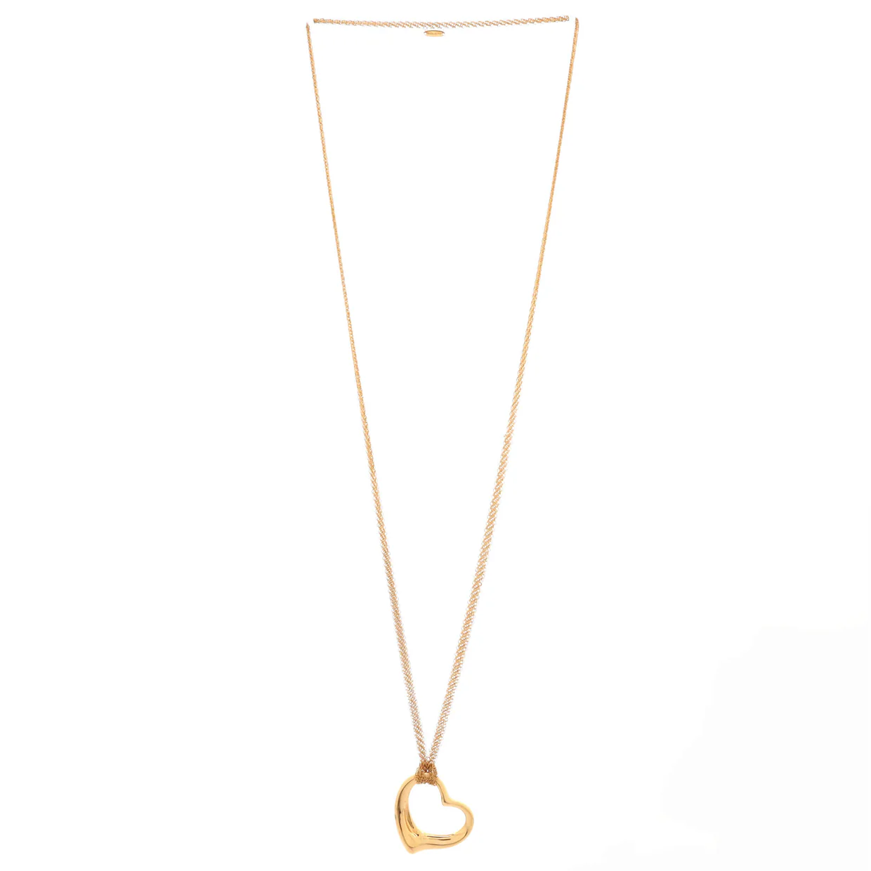 Elsa Peretti Open Heart Mesh Pendant Necklace 18K Rose Gold 36mm - Deep Luxury