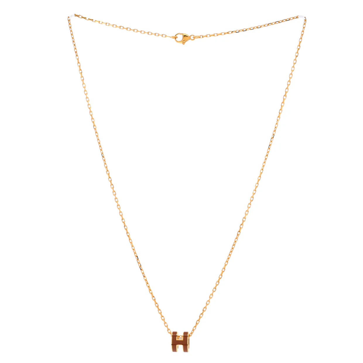 Pop H Pendant Chain Necklace Metal and Enamel Mini - Deep Luxury