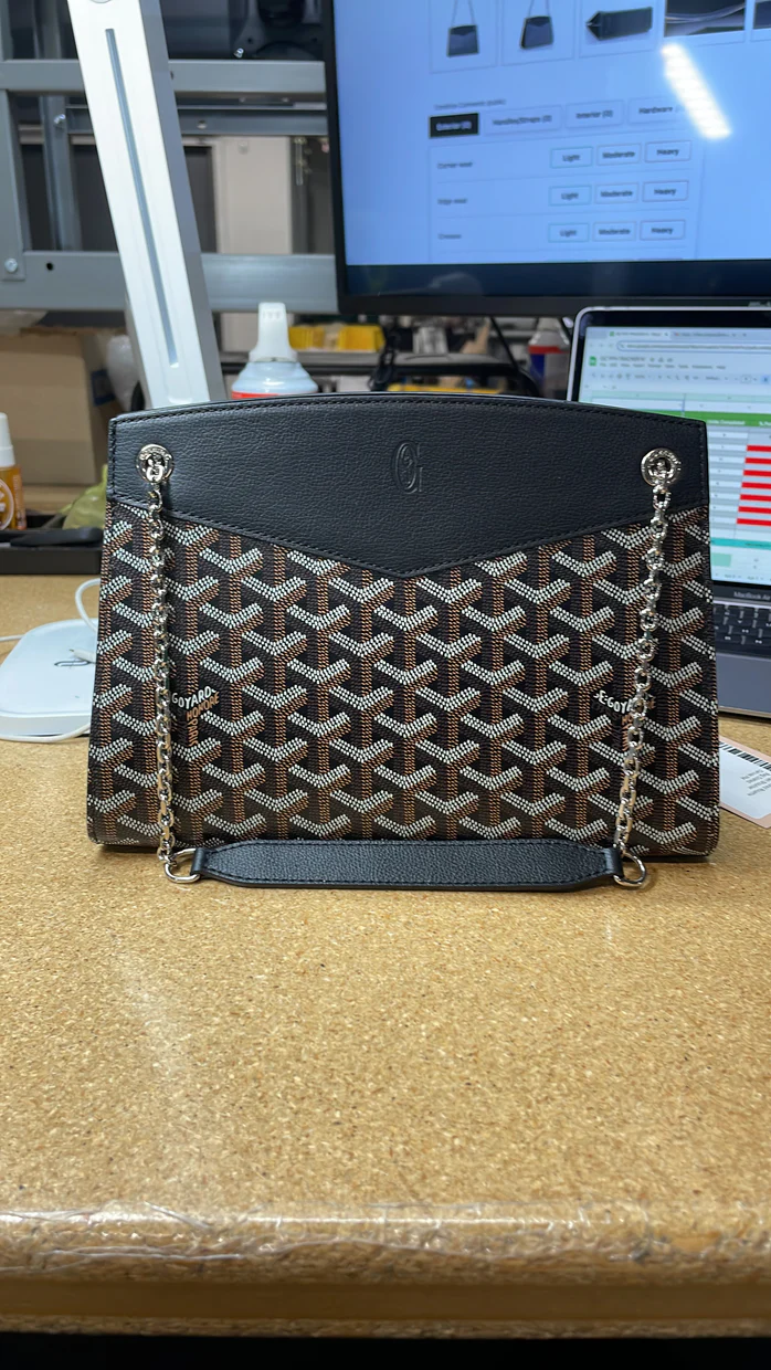 Structured Rouette Chain Shoulder Bag Coated Canvas PM - Deep Luxury