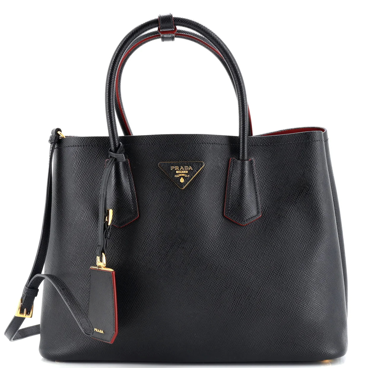 Cuir Double Tote Saffiano Leather Medium - Deep Luxury