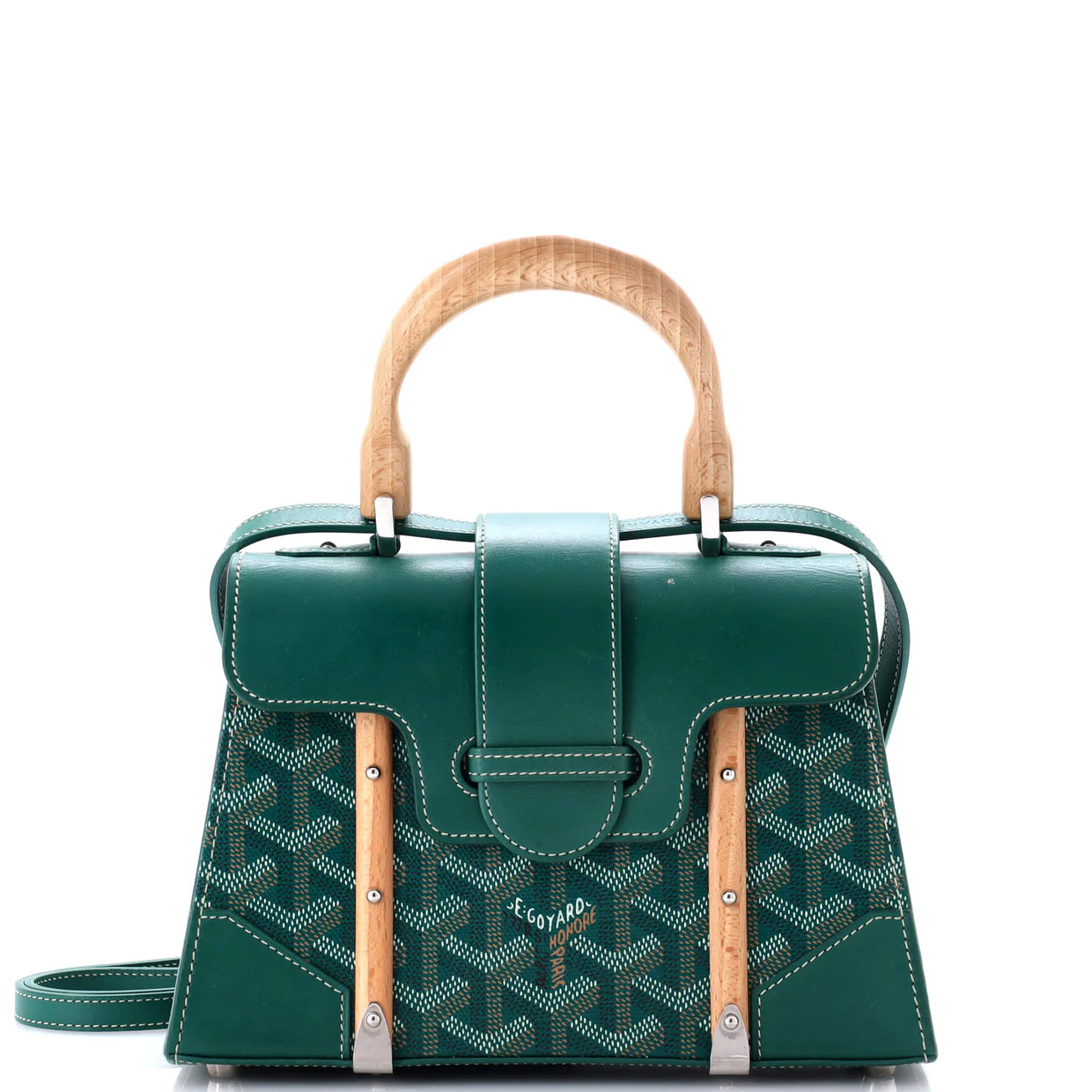 Structured Saigon Top Handle Bag Coated Canvas with Leather Mini - Deep Luxury