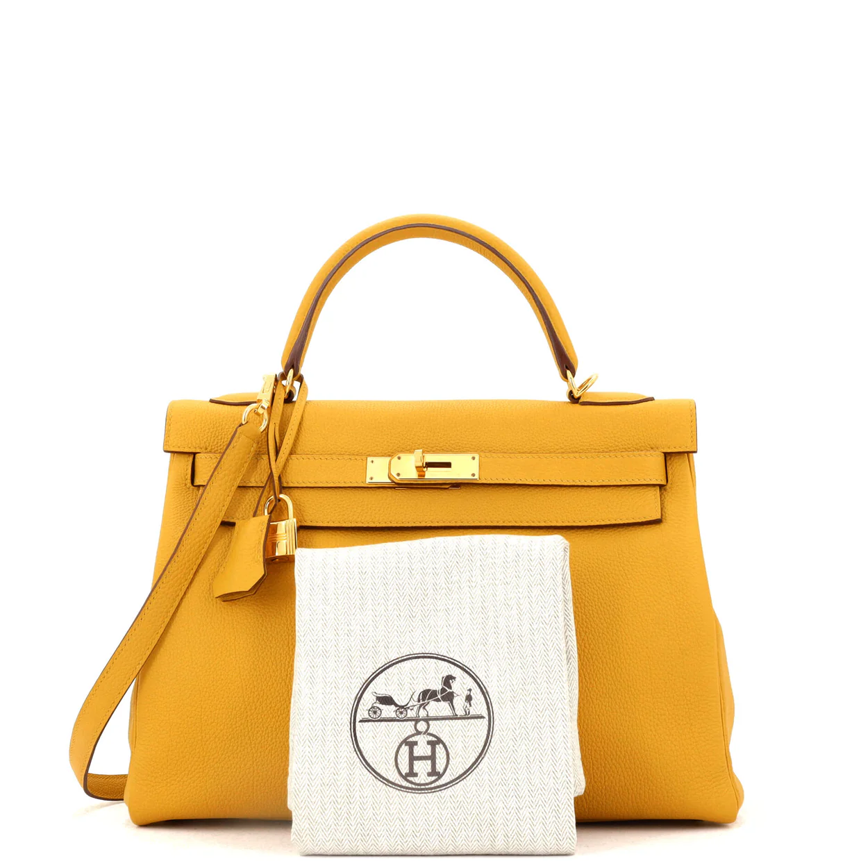 Kelly Handbag Jaune Ambre Togo with Gold Hardware 32 - Deep Luxury
