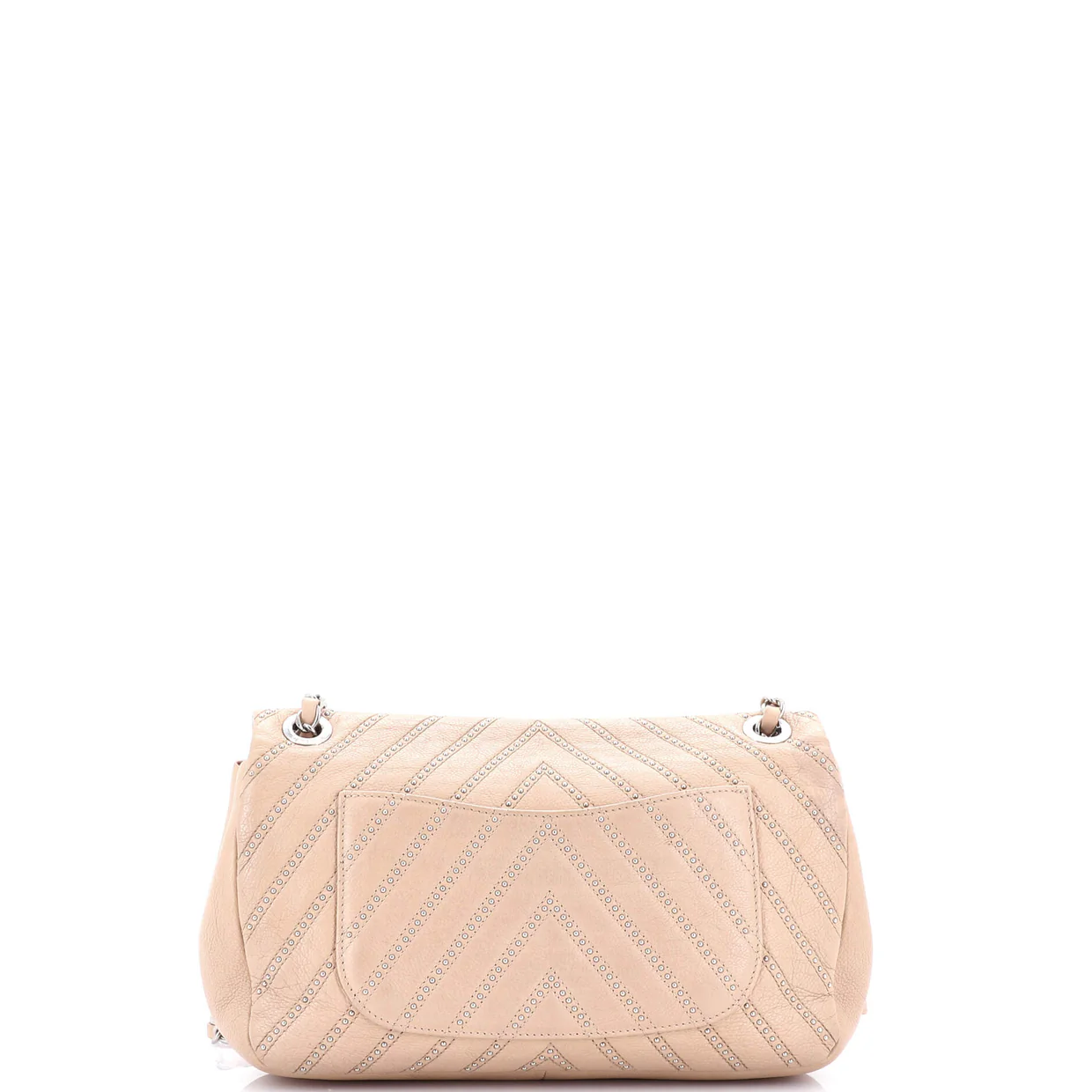 Stud Wars CC Flap Bag Studded Chevron Calfskin Small - Deep Luxury