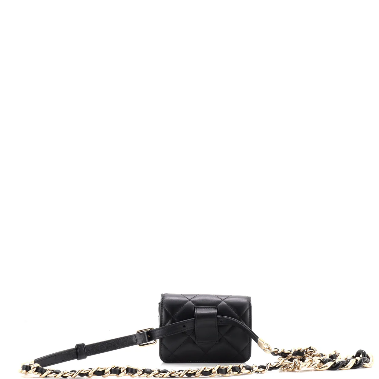 Resin Elegant Chain Flap Belt Bag Quilted Lambskin Mini - Deep Luxury