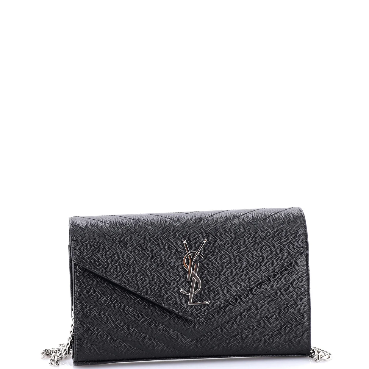 Classic Monogram Wallet on Chain Matelasse Chevron Leather Medium - Deep Luxury