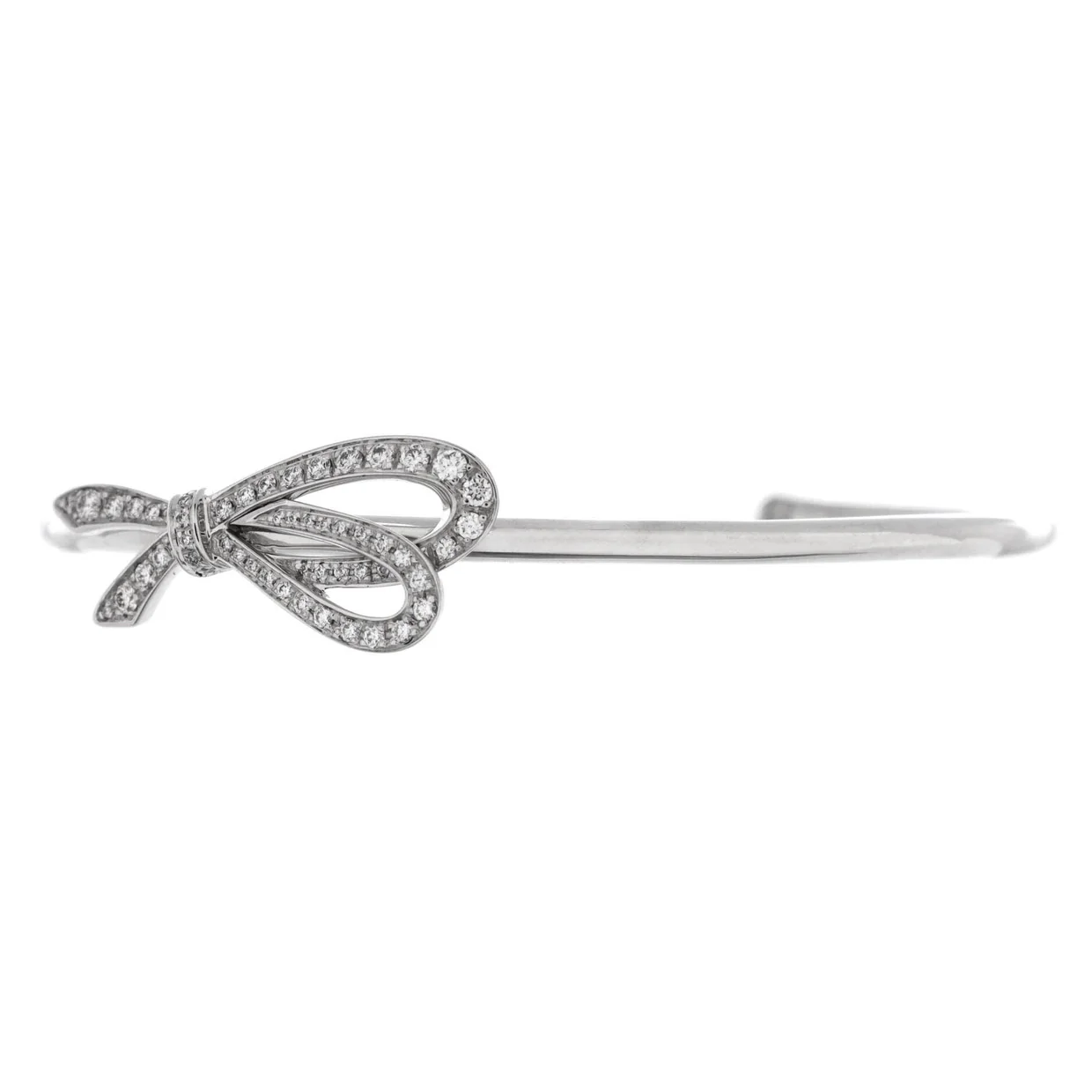 Bow Knot Cuff Bracelet 18K White Gold and Diamonds Medium - Deep Luxury