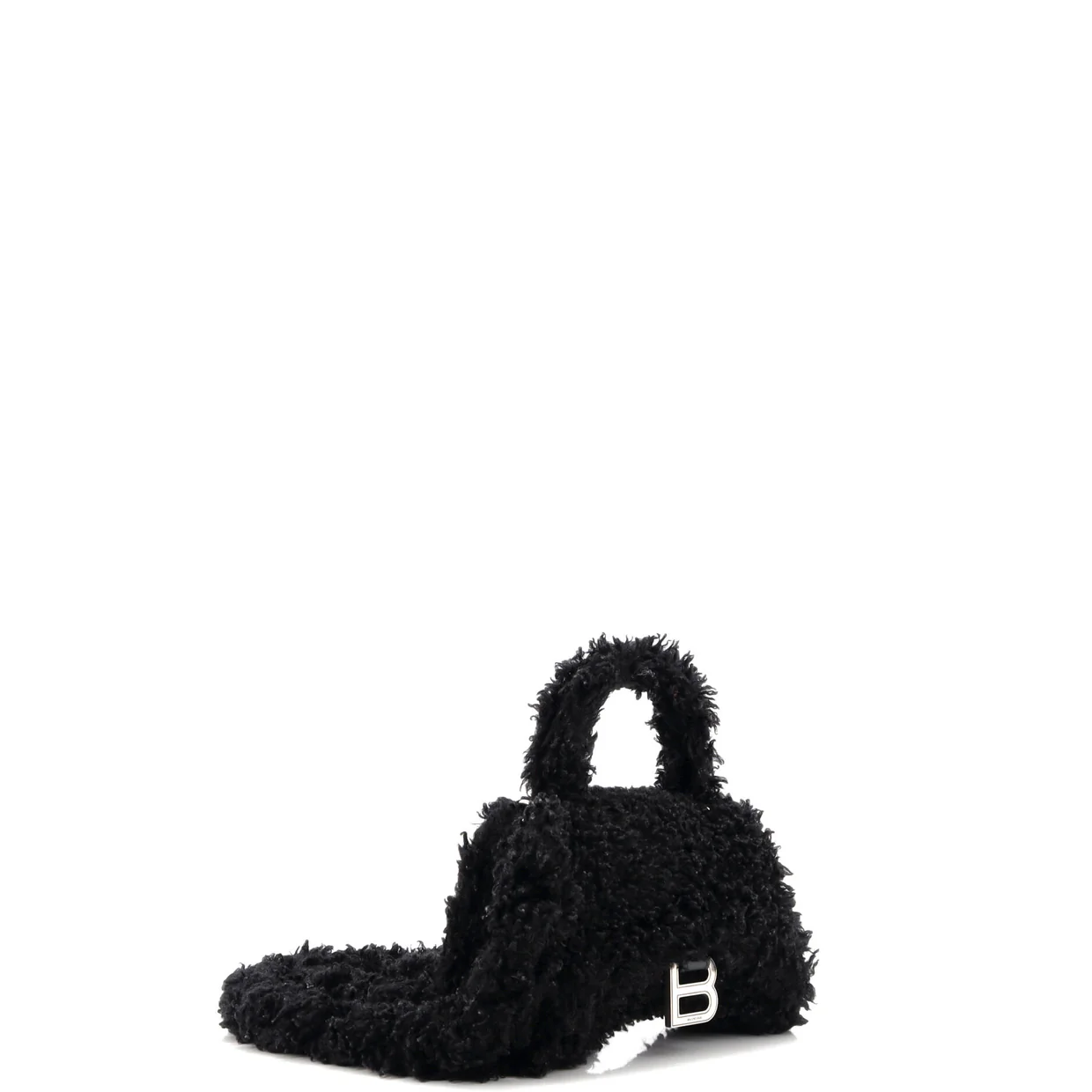 Fluffy Hourglass Top Handle Bag Faux Fur Small - Deep Luxury