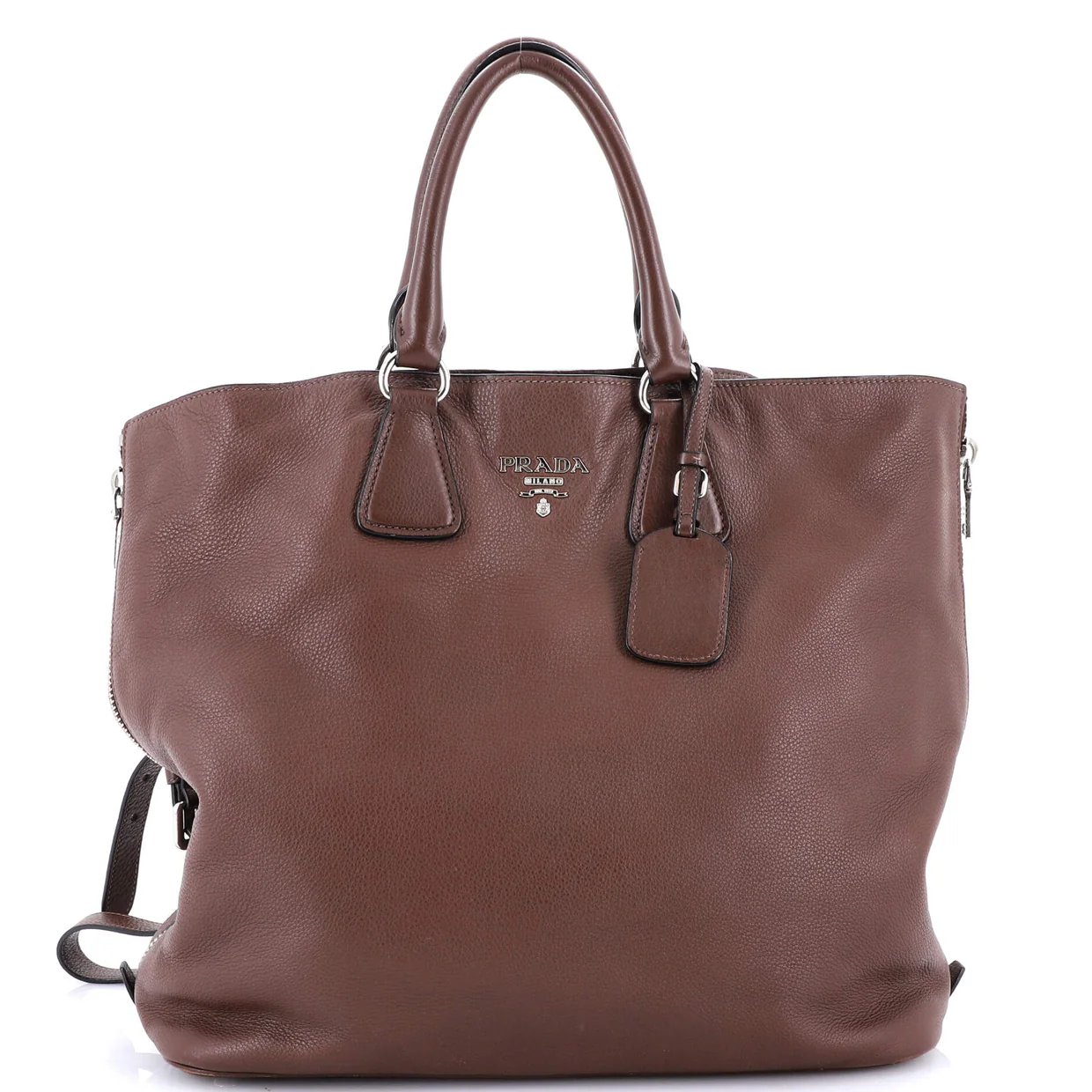 Side Zip Convertible Tote Vitello Daino Large - Deep Luxury