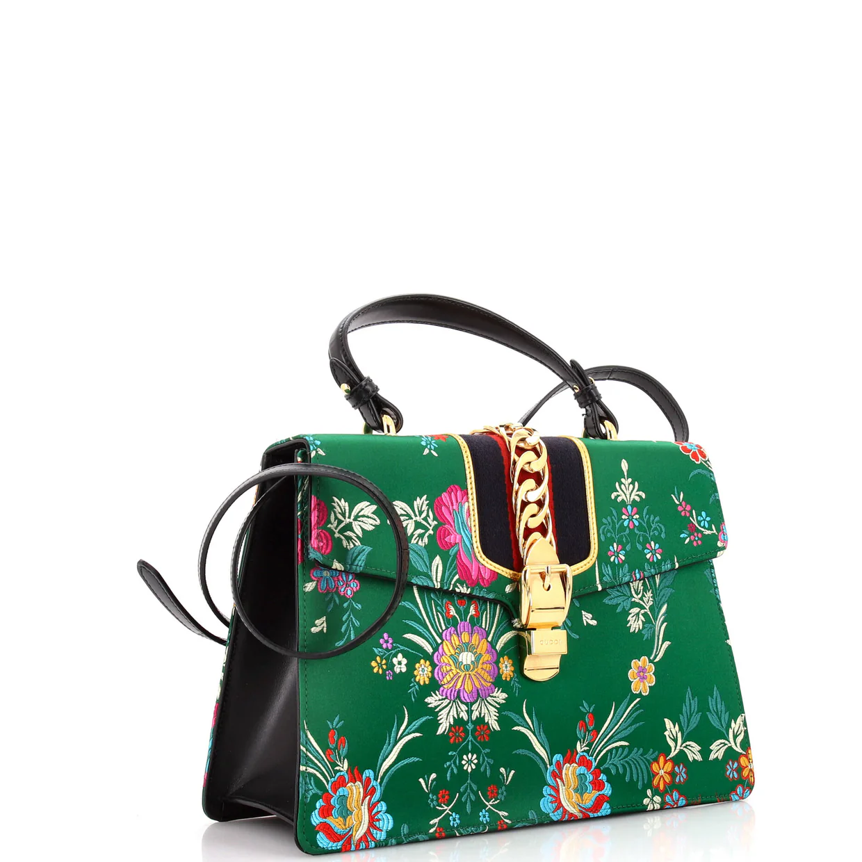 Sylvie Shoulder Bag Floral Jacquard Small - Deep Luxury