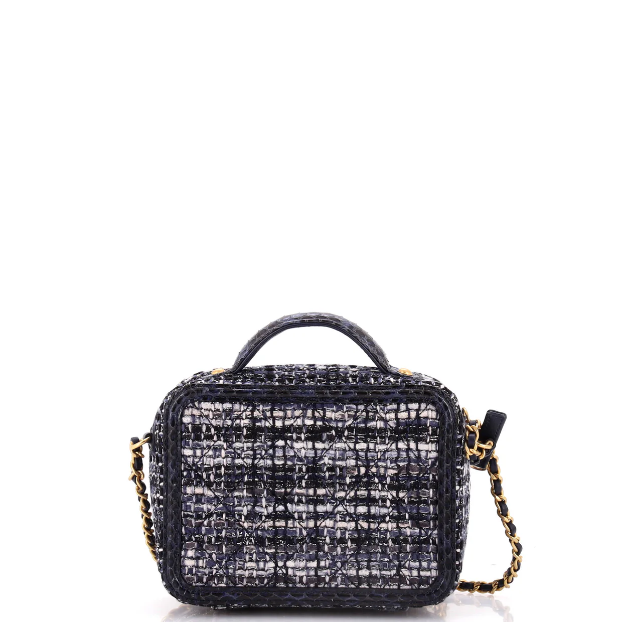 Filigree Vanity Case Quilted Tweed with Snakeskin Small - Deep Luxury