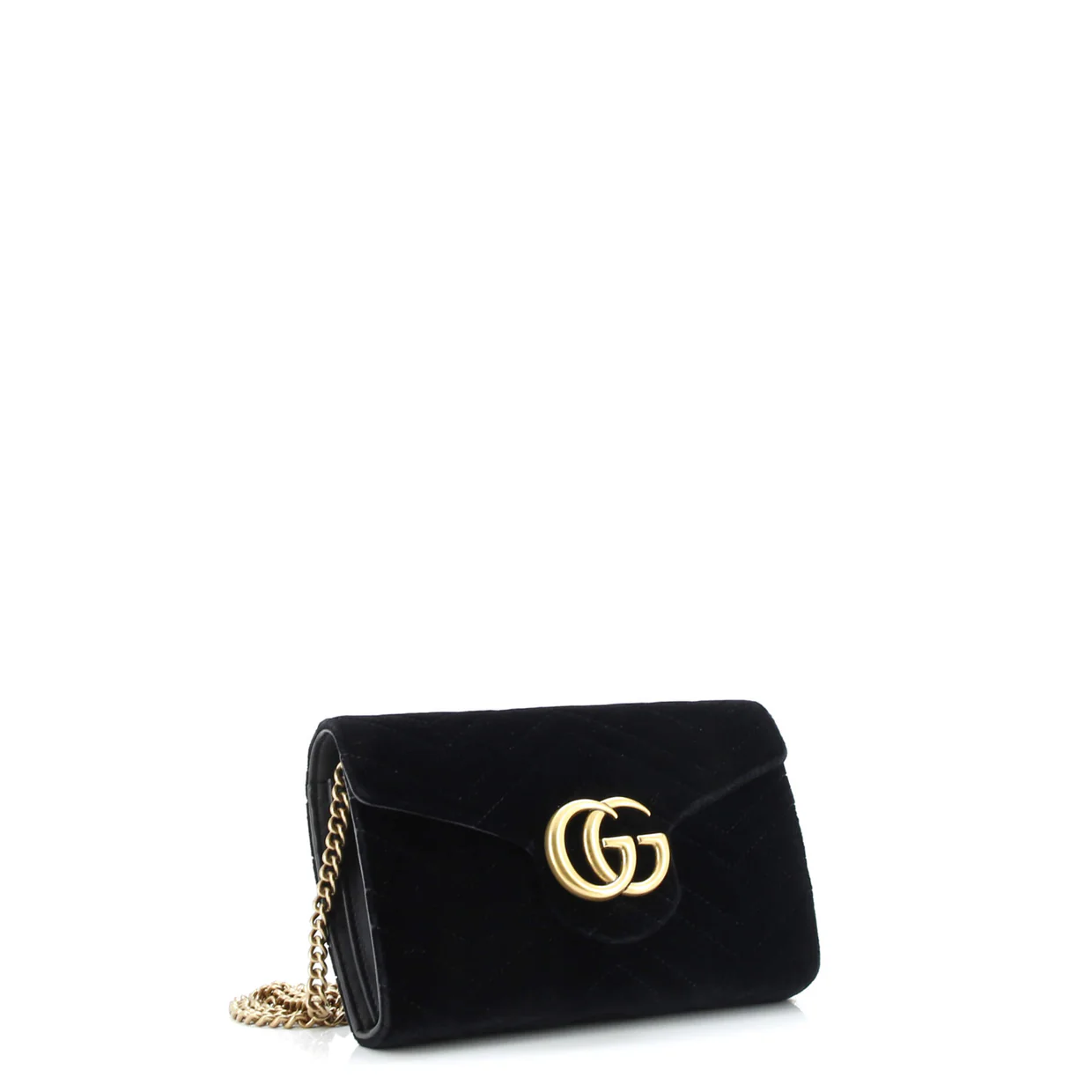 GG Marmont Chain Wallet Matelasse Velvet Mini - Deep Luxury