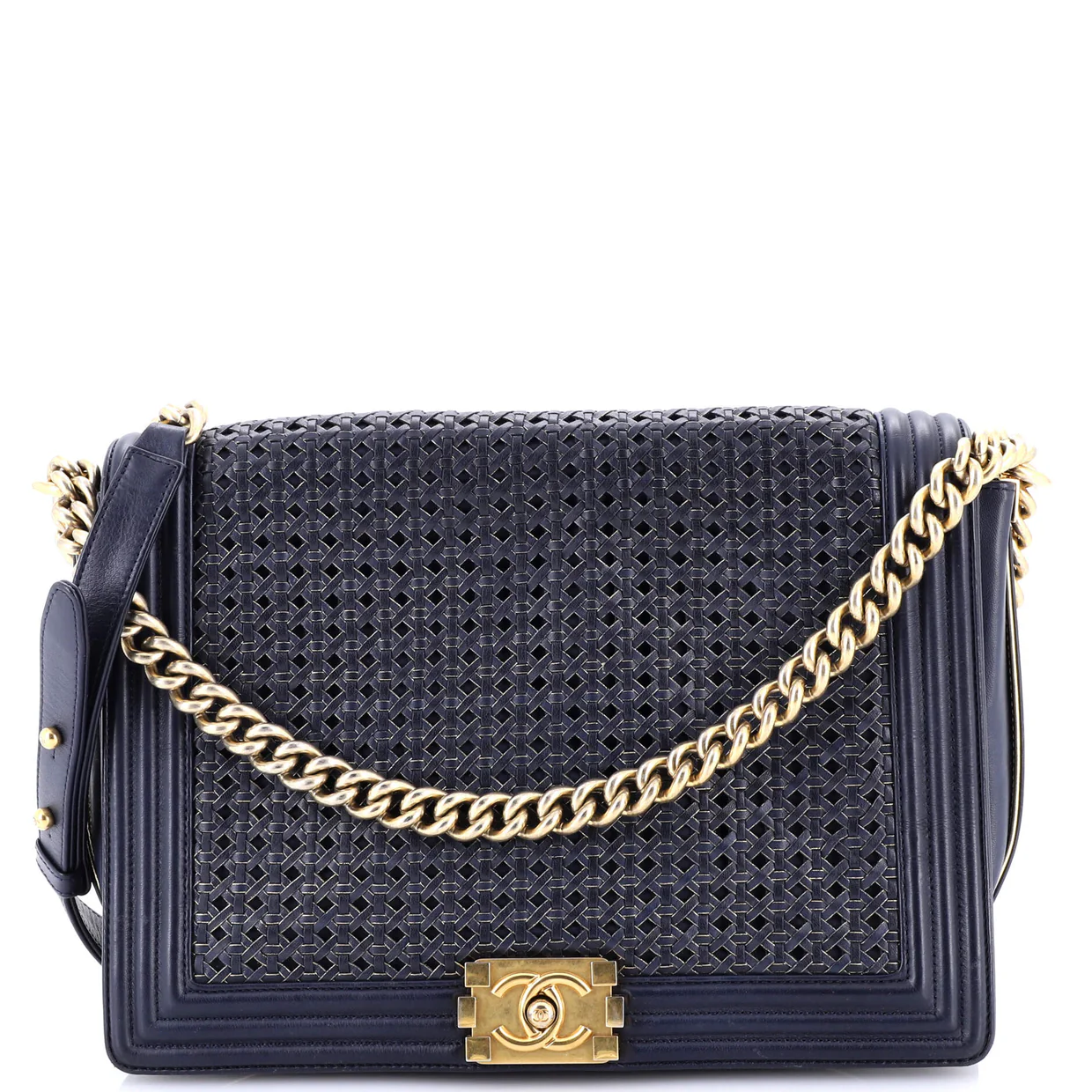 Boy Flap Bag Braided Sheepskin Large - Deep Luxury