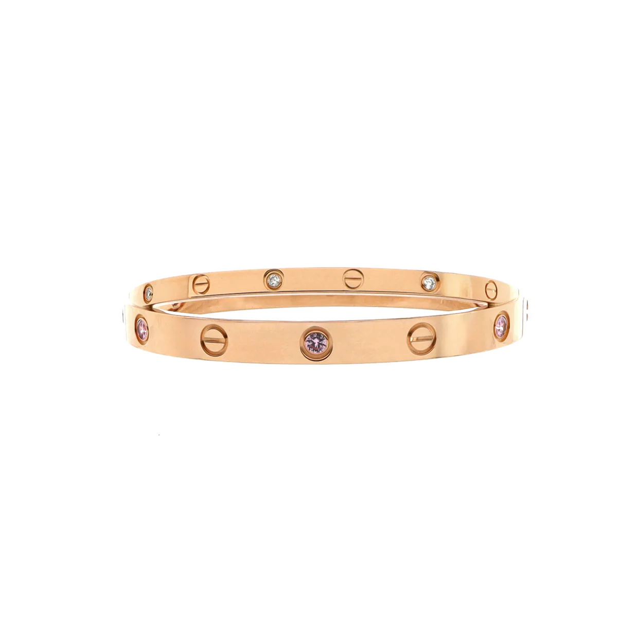 Double Love Bracelet 18K Rose Gold with Pink Sapphires and Diamonds - Deep Luxury