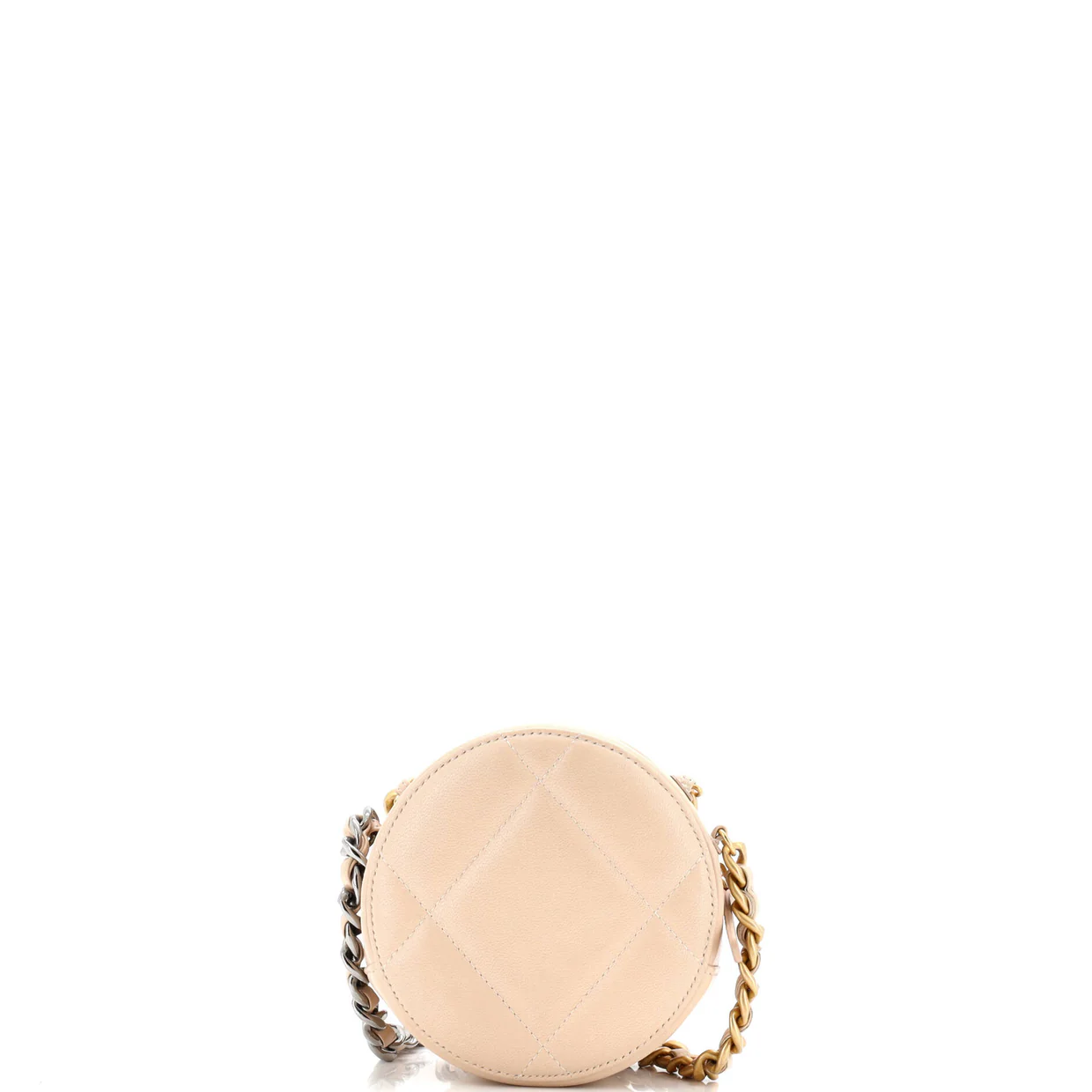 19 Round Clutch with Chain Quilted Leather - Deep Luxury