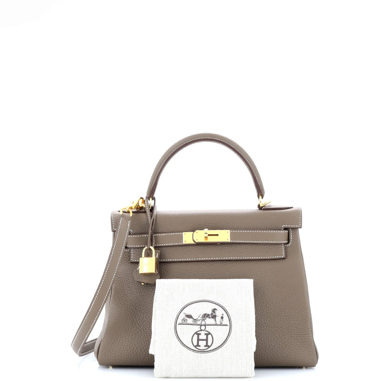 Kelly Handbag Grey Clemence with Gold Hardware 28 - Deep Luxury