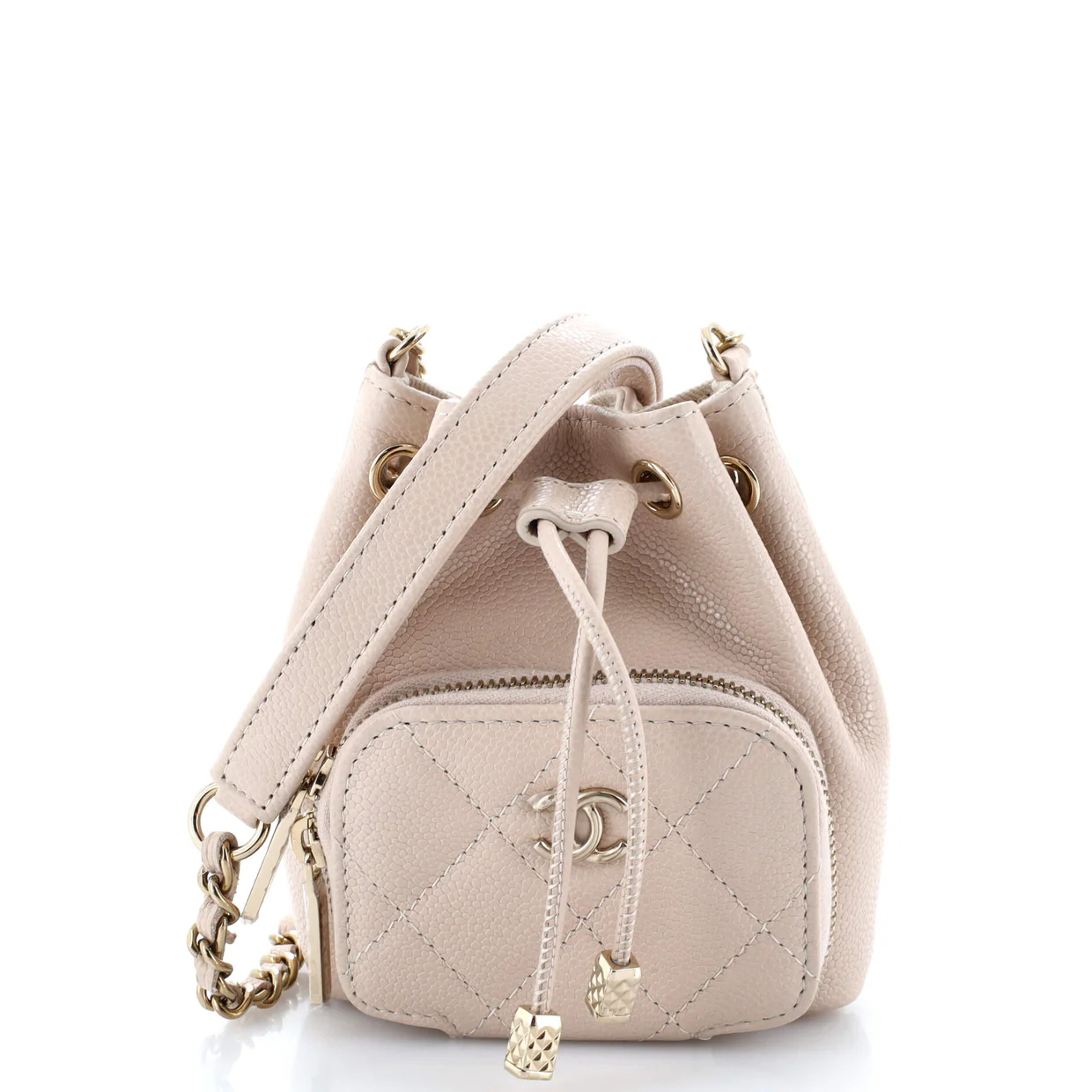 Business Affinity Drawstring Bucket Bag Quilted Caviar Mini - Deep Luxury