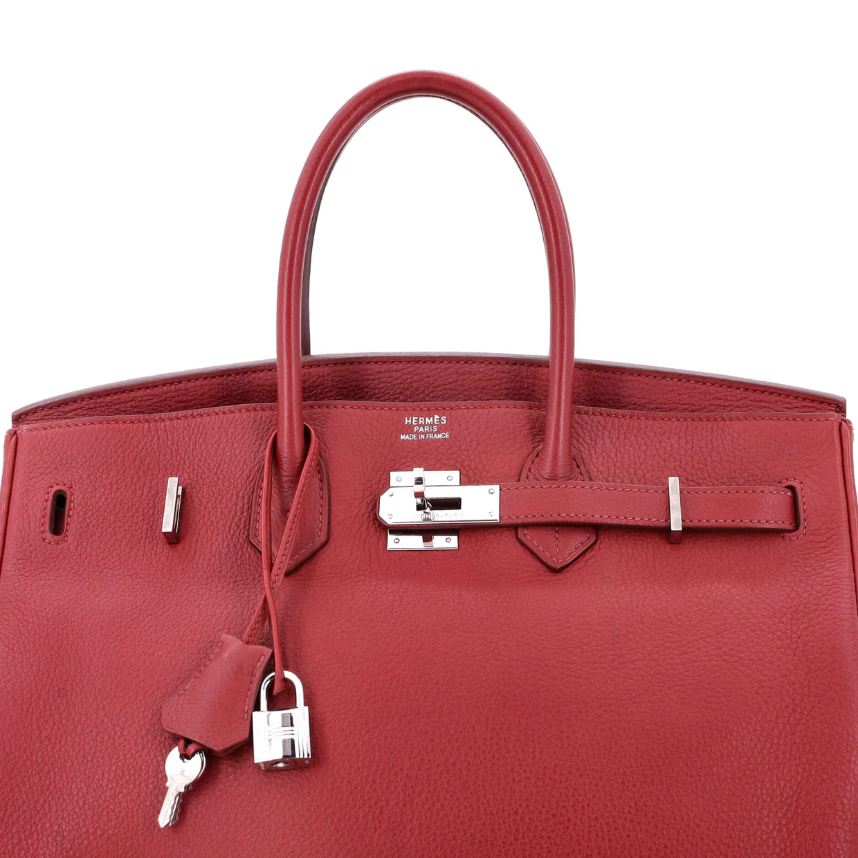 Birkin Handbag Rouge Garance Clemence with Palladium Hardware 35 - Deep Luxury